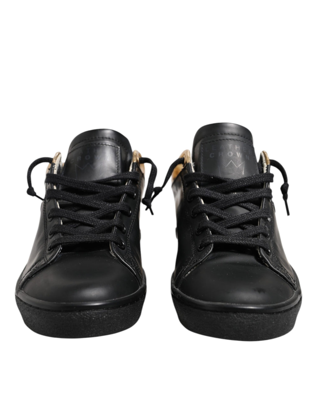 Leather Crown Black Low Top Sneakers for Women alternate view