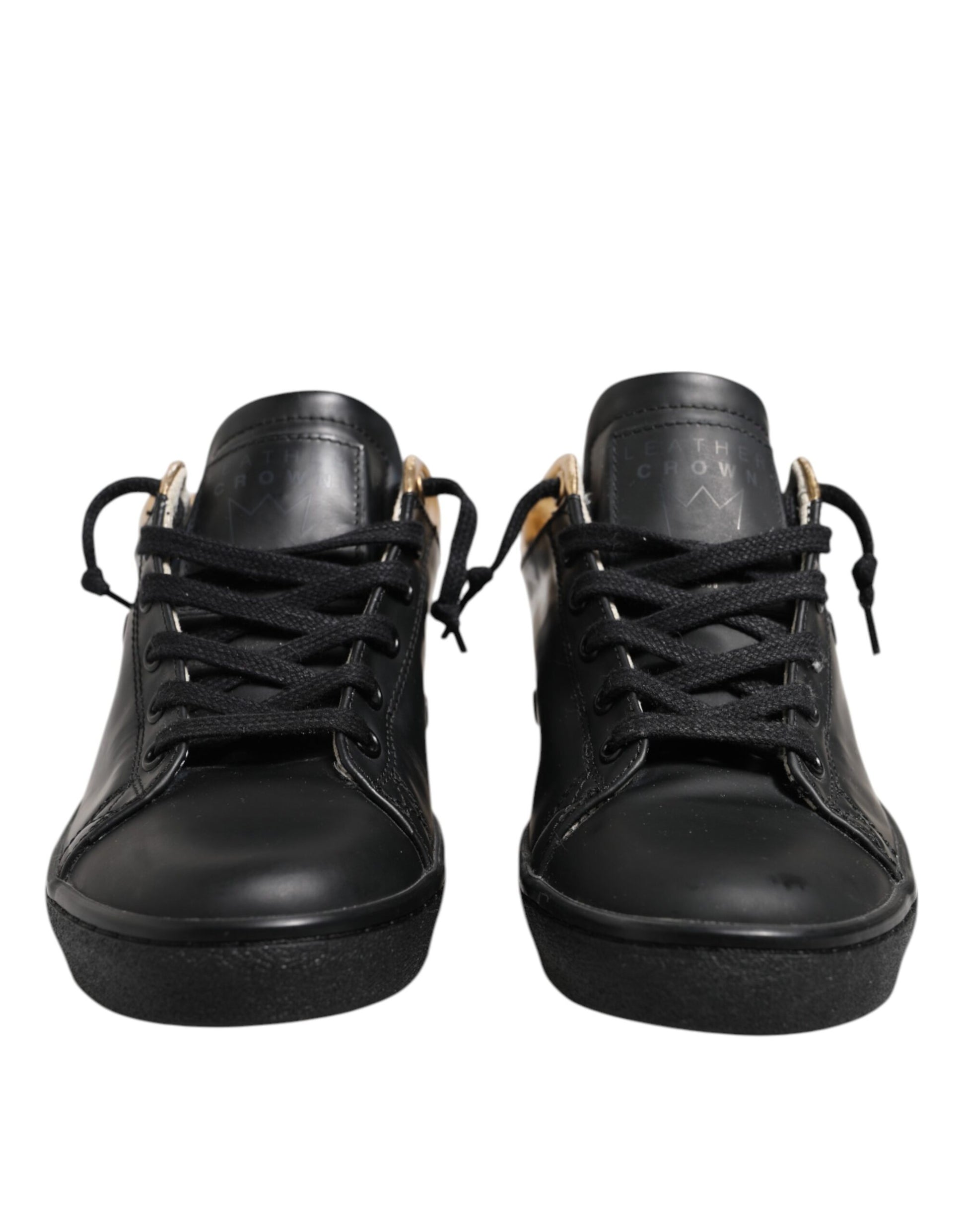 Leather Crown Black Low Top Sneakers for Women alternate view