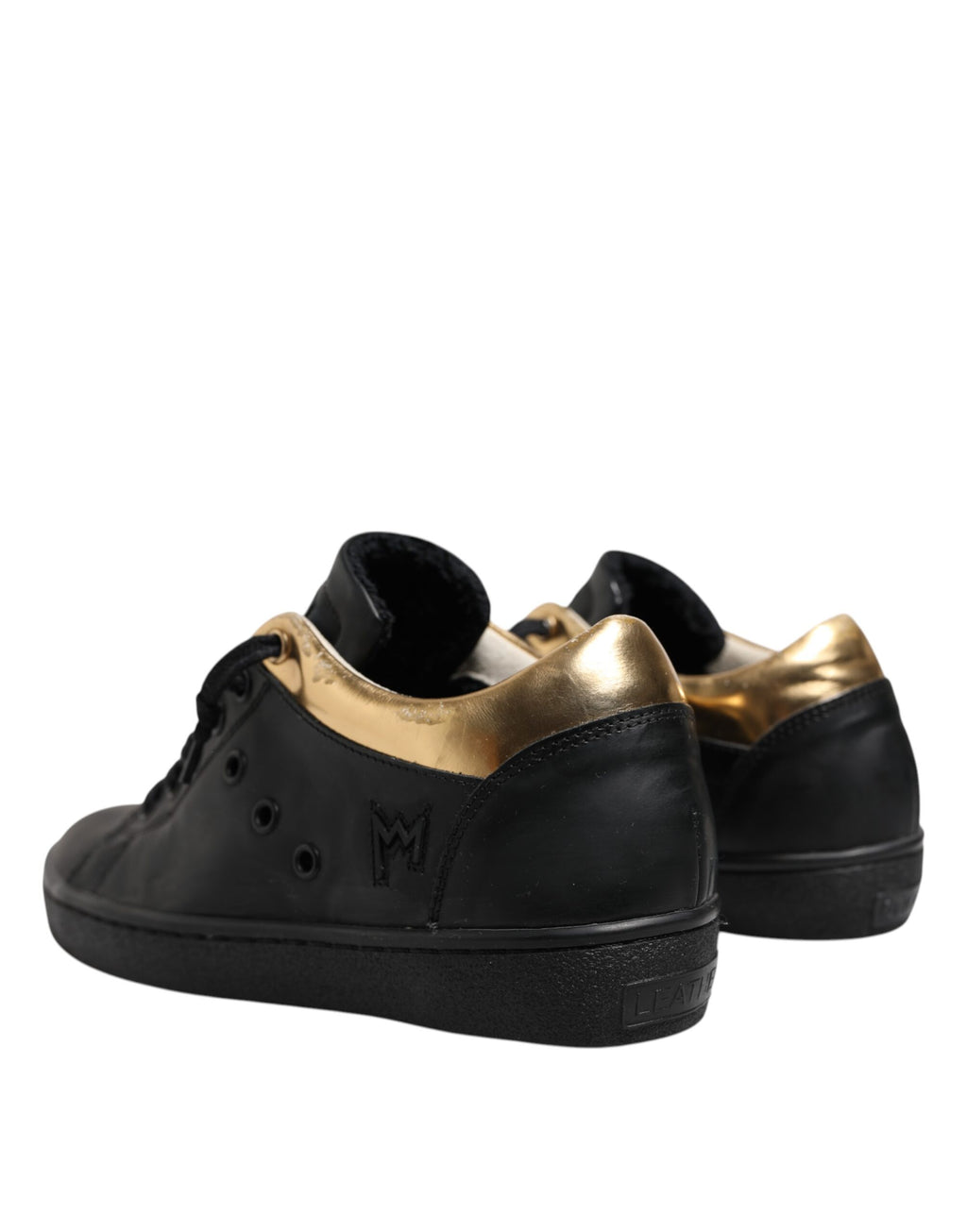 Leather Crown Black Low Top Sneakers for Women side view