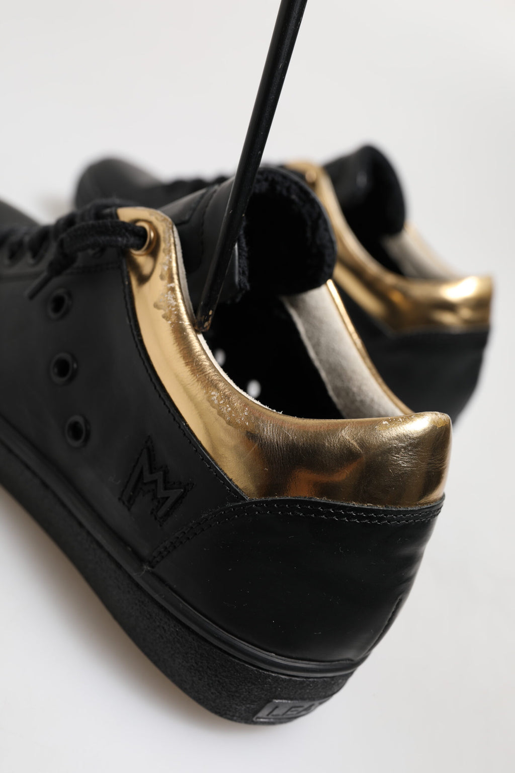 Leather Crown Black Low Top Sneakers for Women additional view