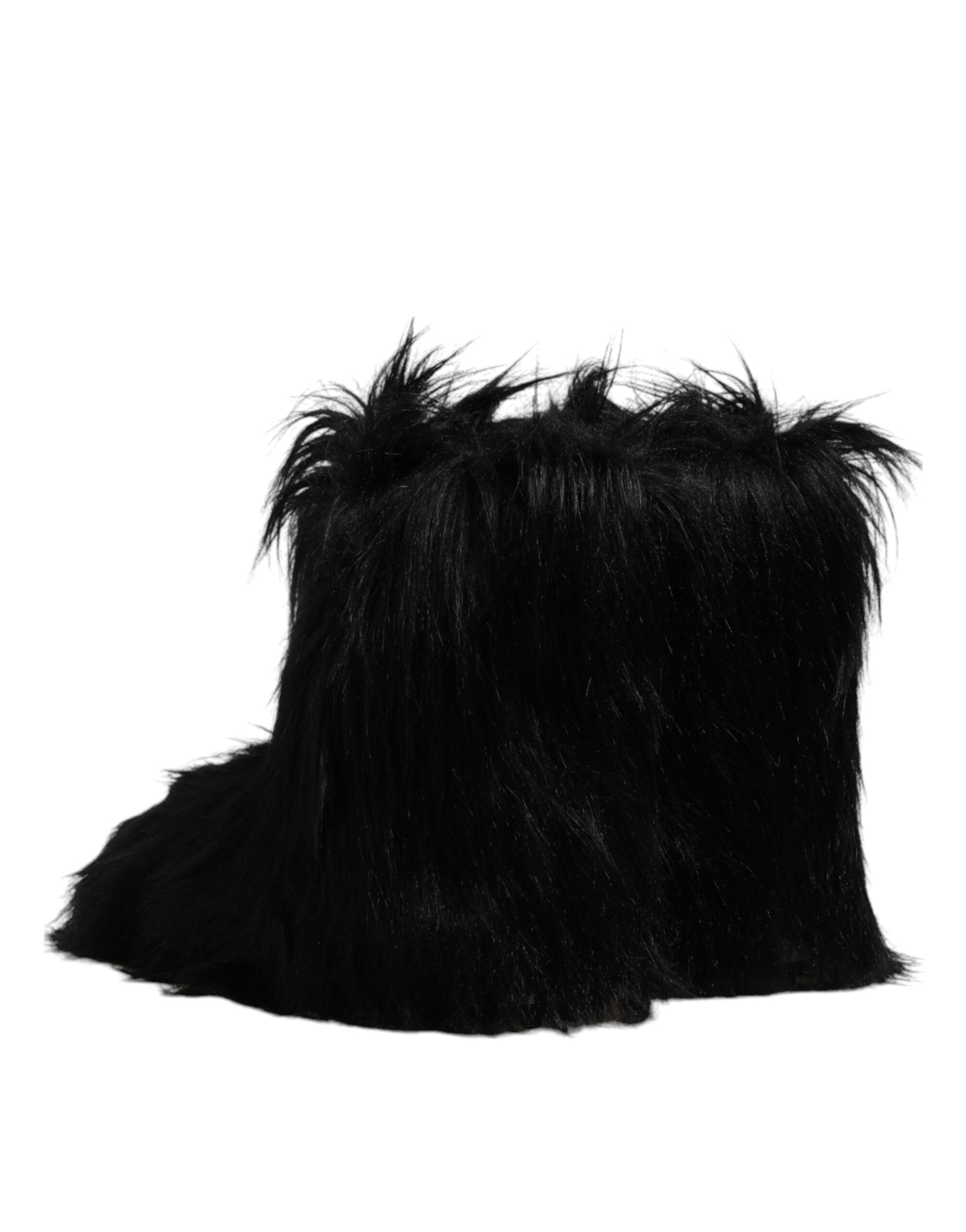 Bottes mi-mollet Dolce & Gabbana en fausse fourrure noire