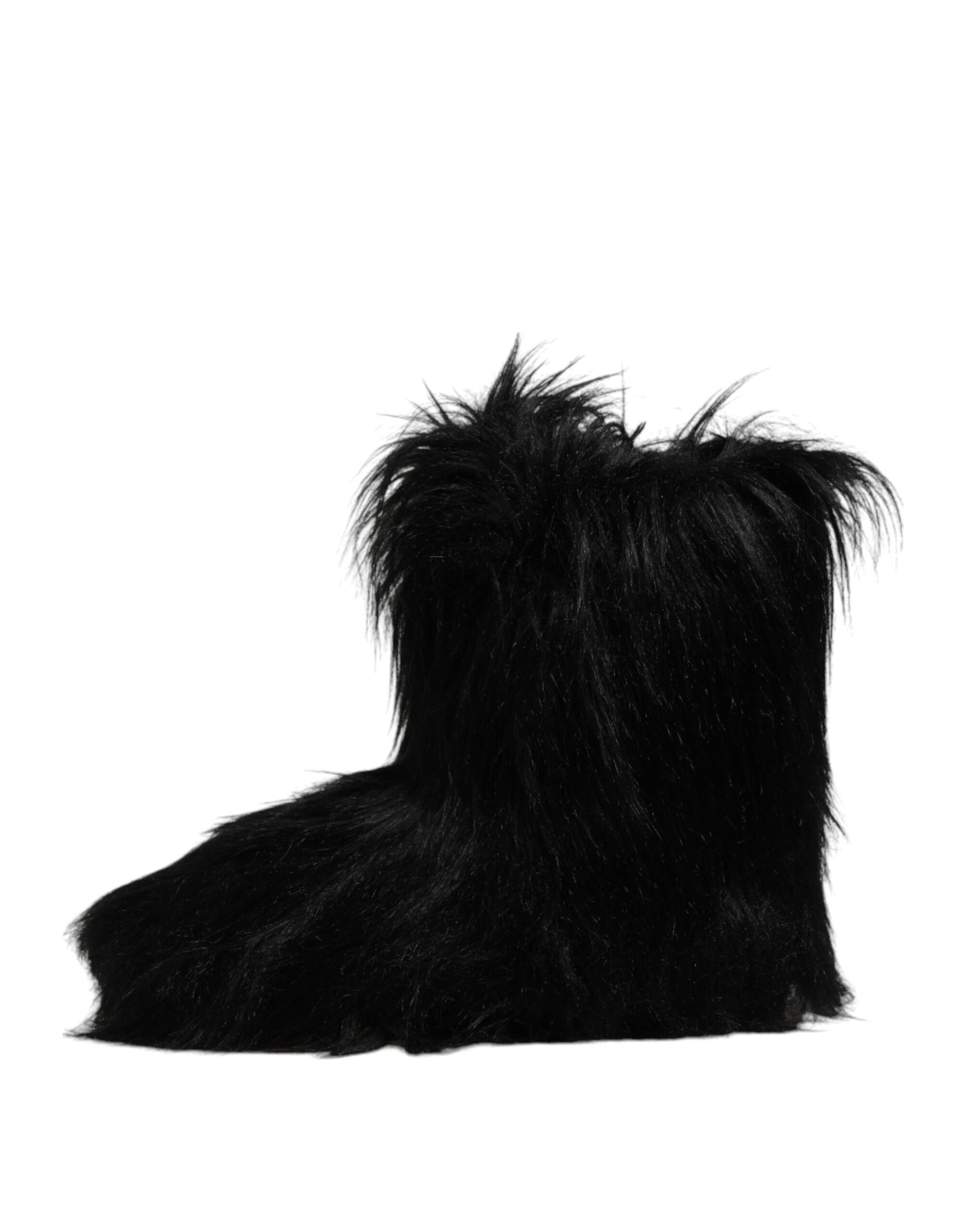 Bottes mi-mollet Dolce & Gabbana en fausse fourrure noire