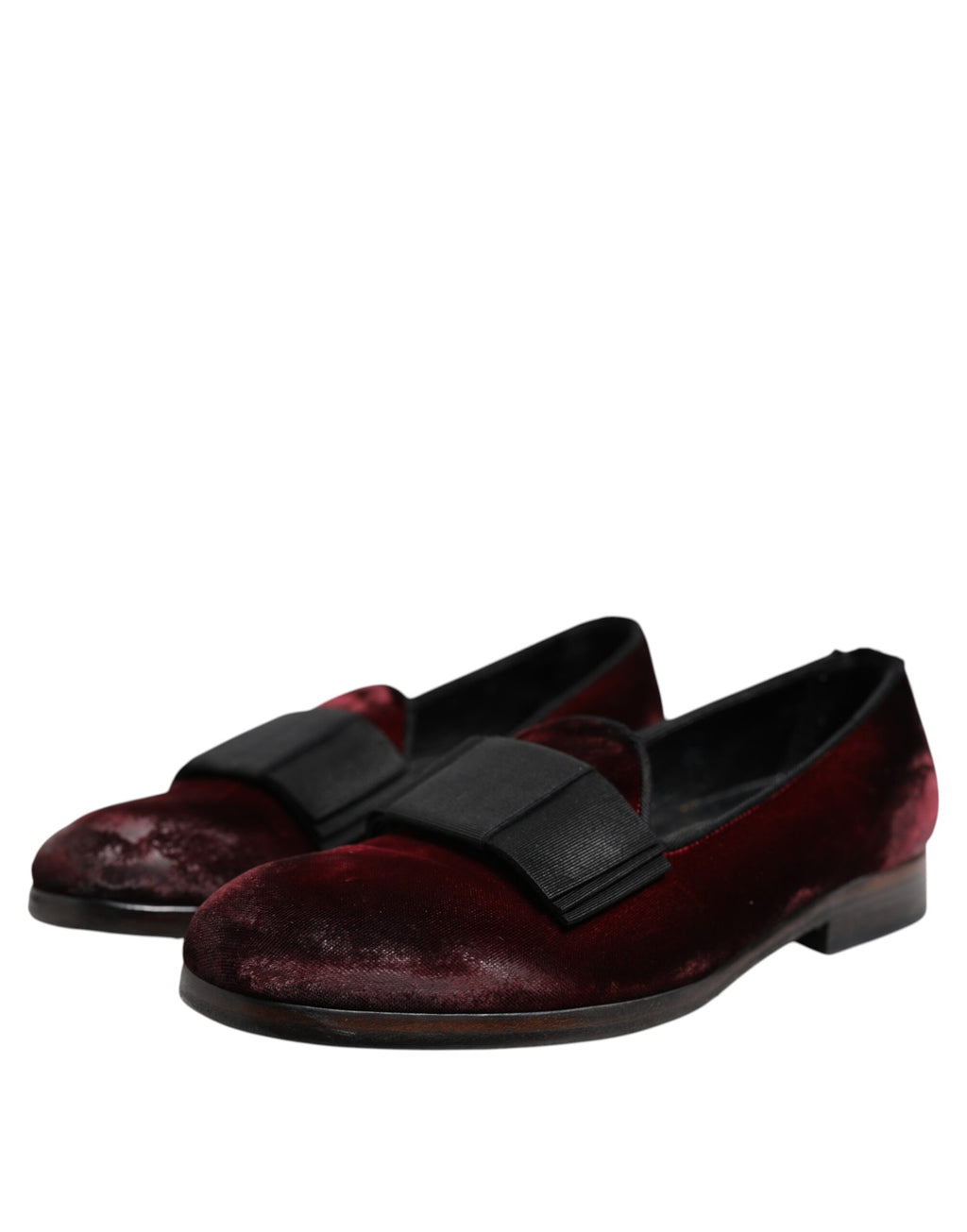 Dolce & Gabbana Mocassins habillés en velours rouge pour hommes