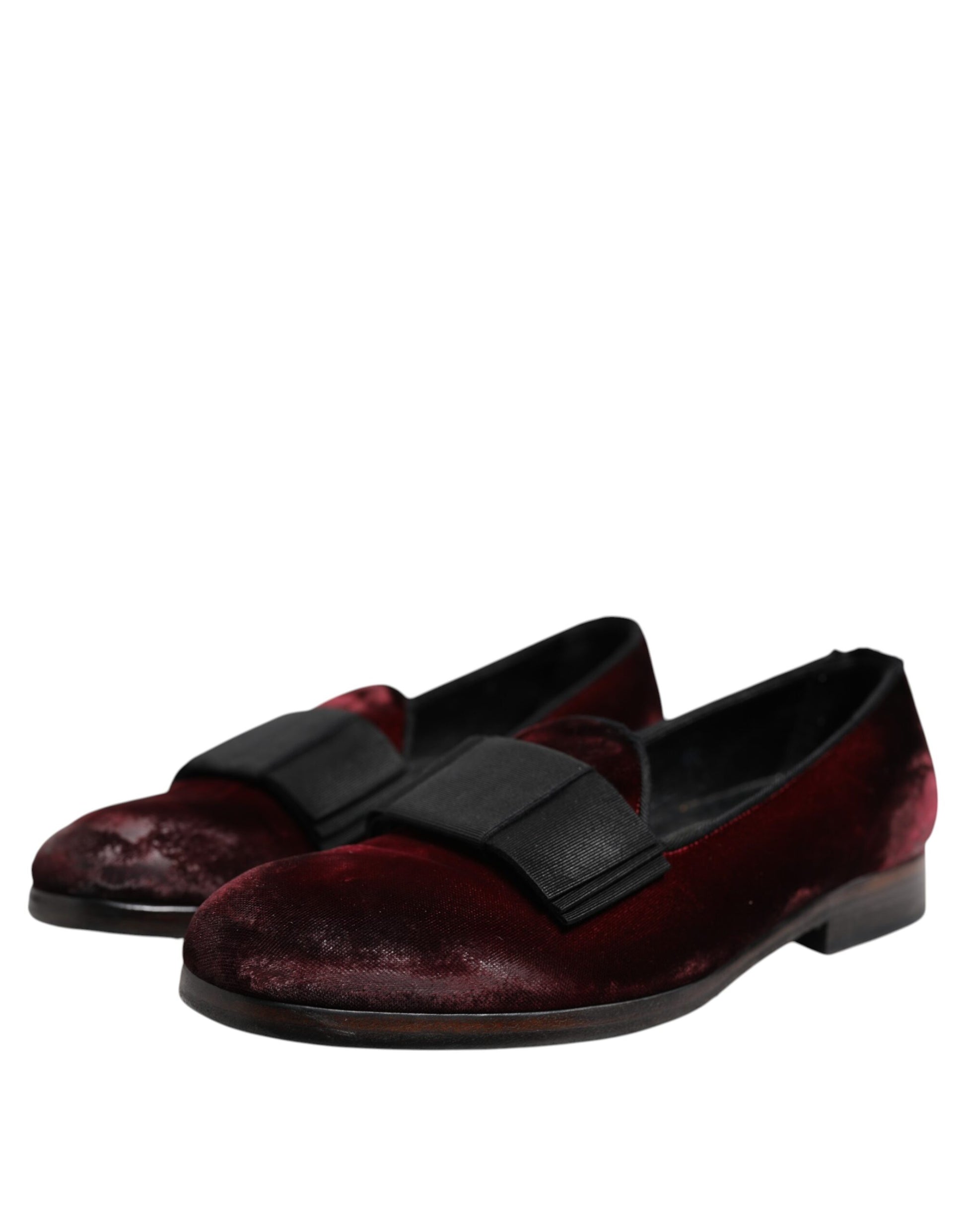 Dolce & Gabbana Mocassins habillés en velours rouge pour hommes