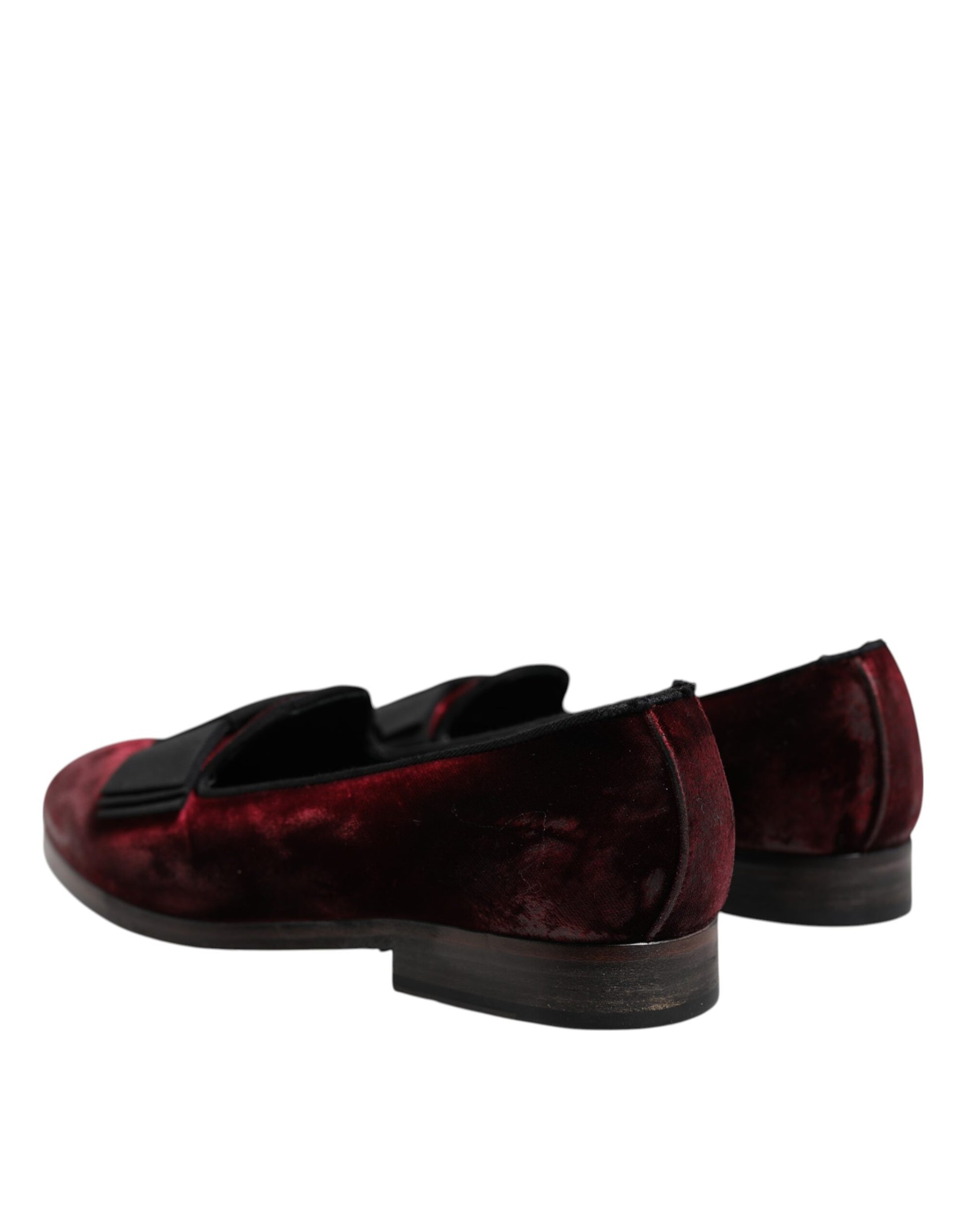 Dolce & Gabbana Mocassins habillés en velours rouge pour hommes