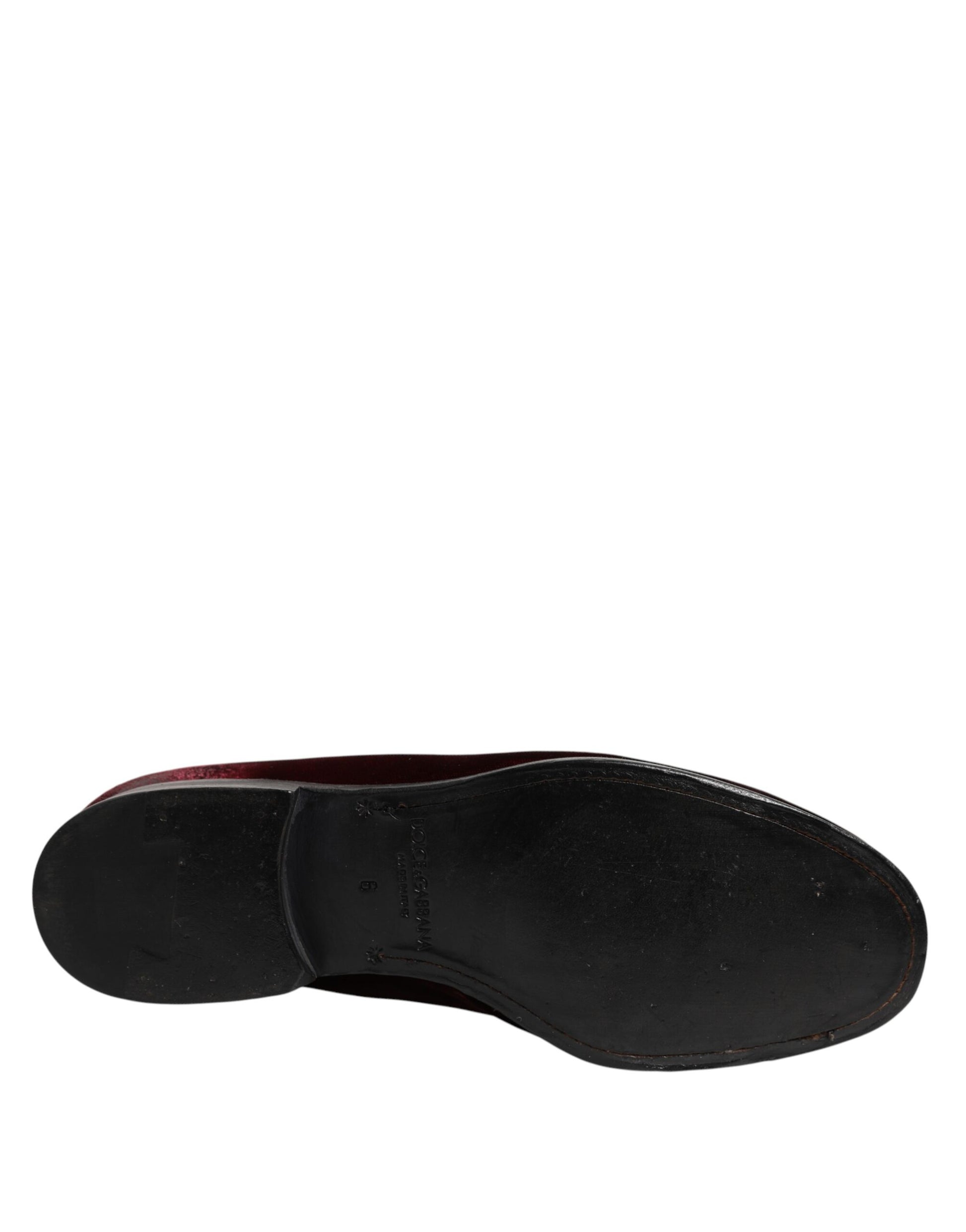 Dolce & Gabbana Mocassins habillés en velours rouge pour hommes