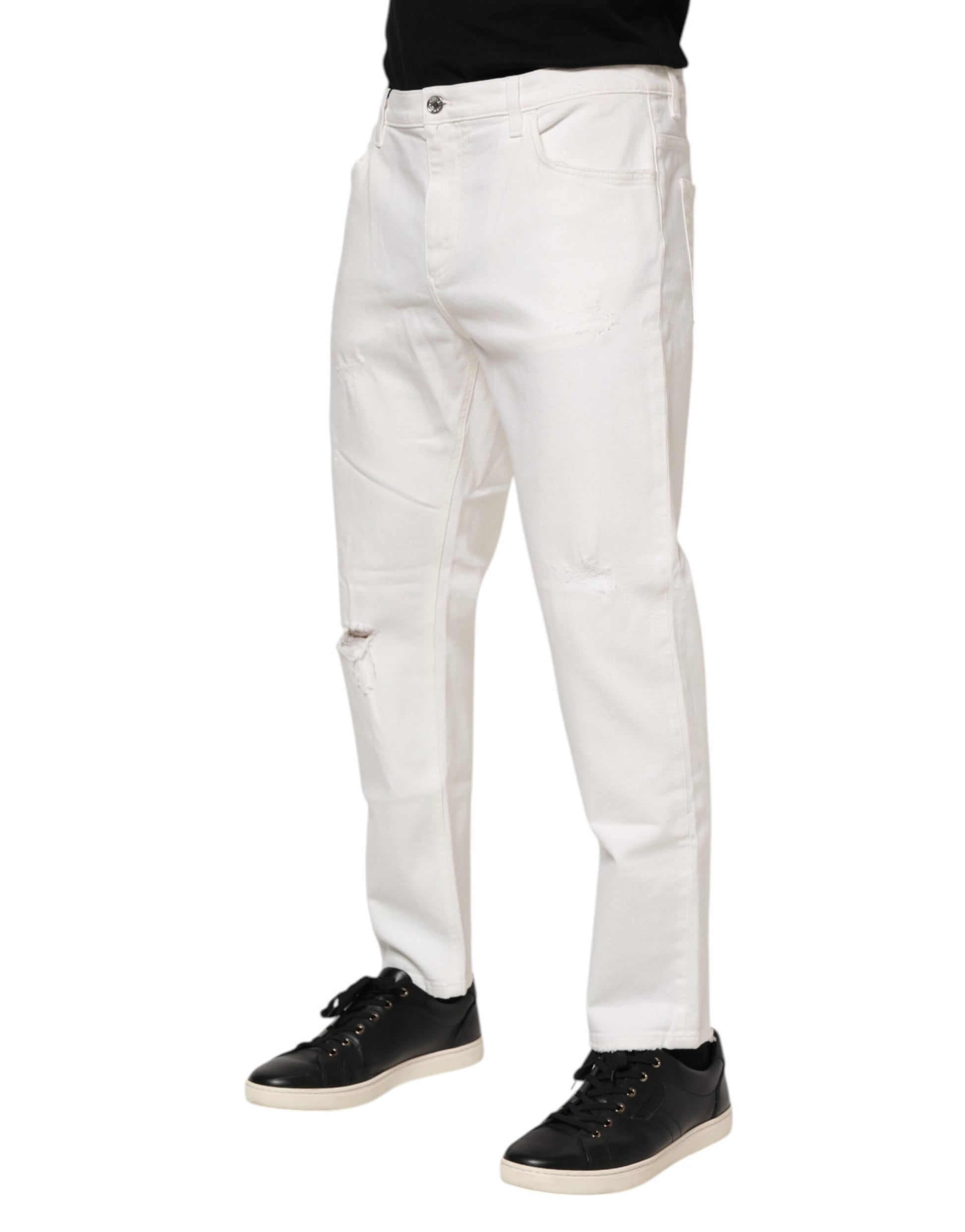 Dolce & Gabbana White Relaxed Fit Jeans for Men detail view