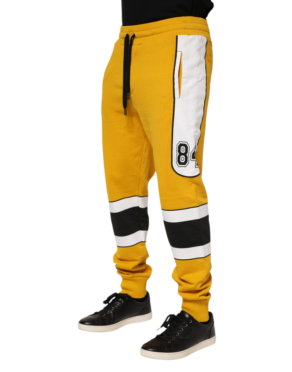Pantalon de jogging Dolce & Gabbana en coton à cordon coulissant et imprimé jaune