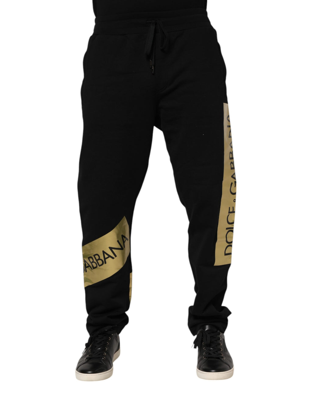 Pantalon de jogging homme Dolce & Gabbana en coton noir avec bande logo
