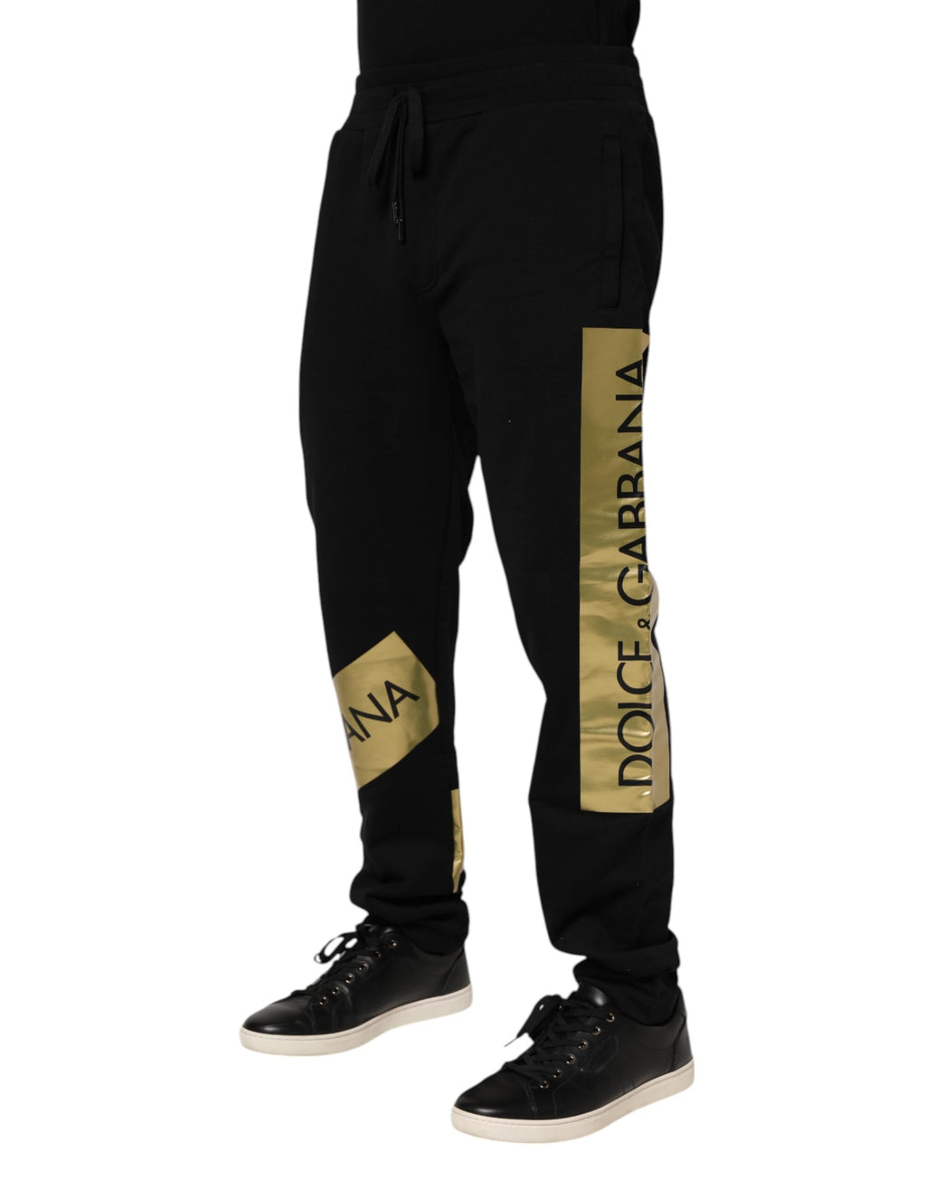 Pantalon de jogging homme Dolce & Gabbana en coton noir avec bande logo