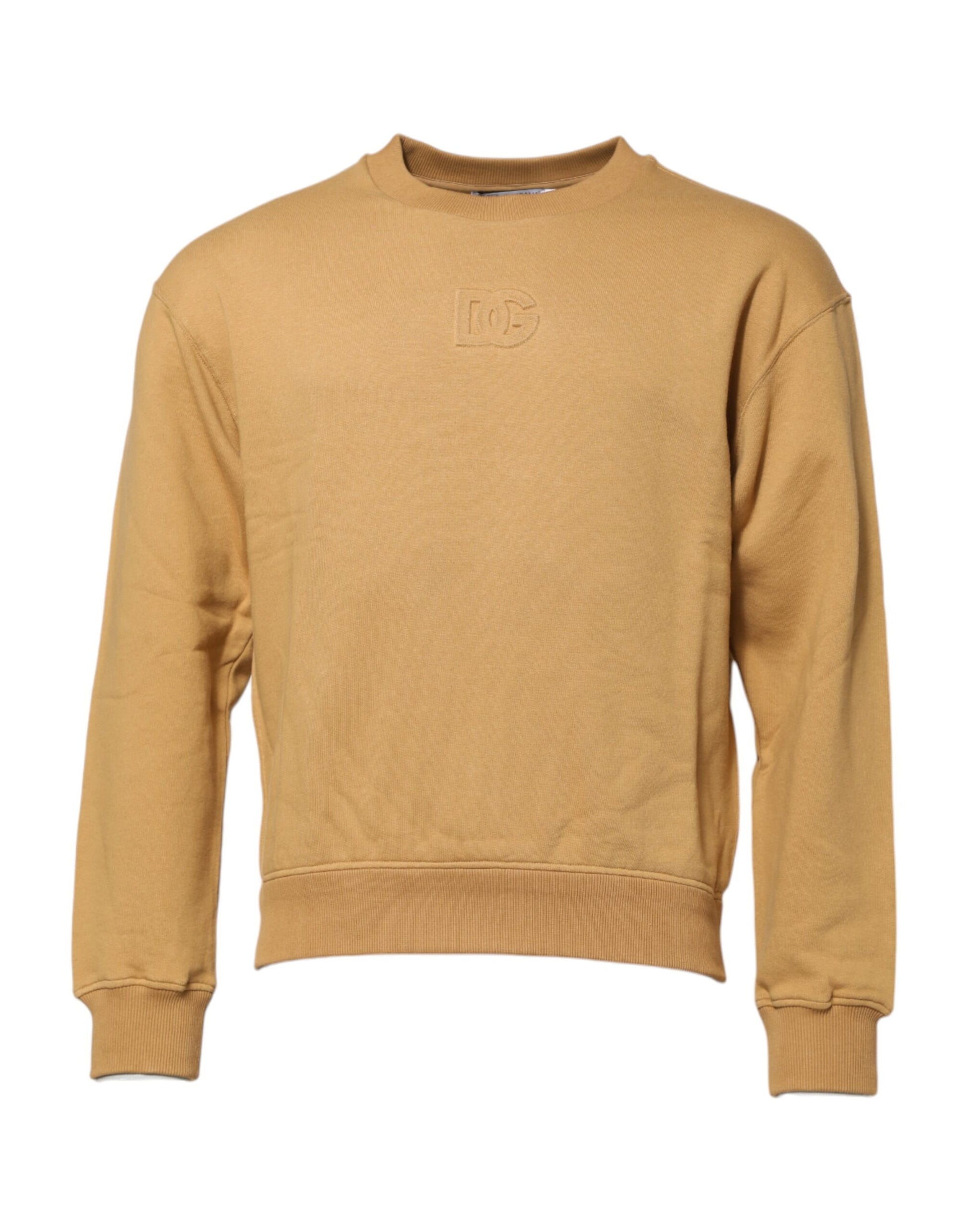 Pull Dolce & Gabbana en coton moutarde avec motif DG en relief