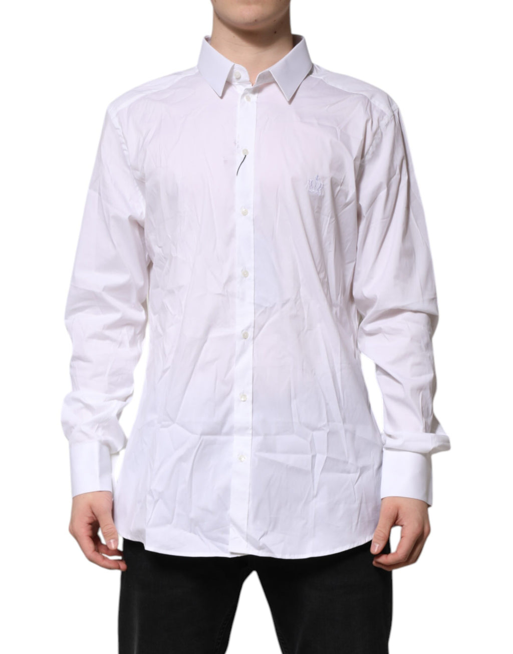 Chemise Habillée Manches Longues Dolce & Gabbana GOLD en Coton Blanc