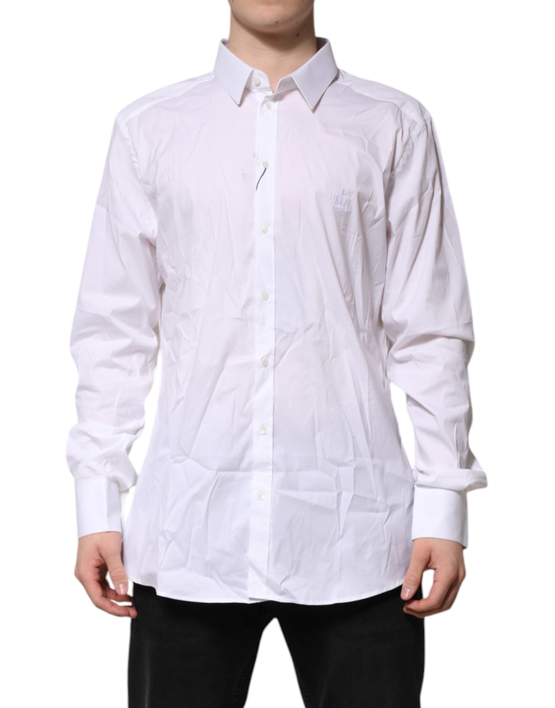 Chemise Habillée Manches Longues Dolce & Gabbana GOLD en Coton Blanc