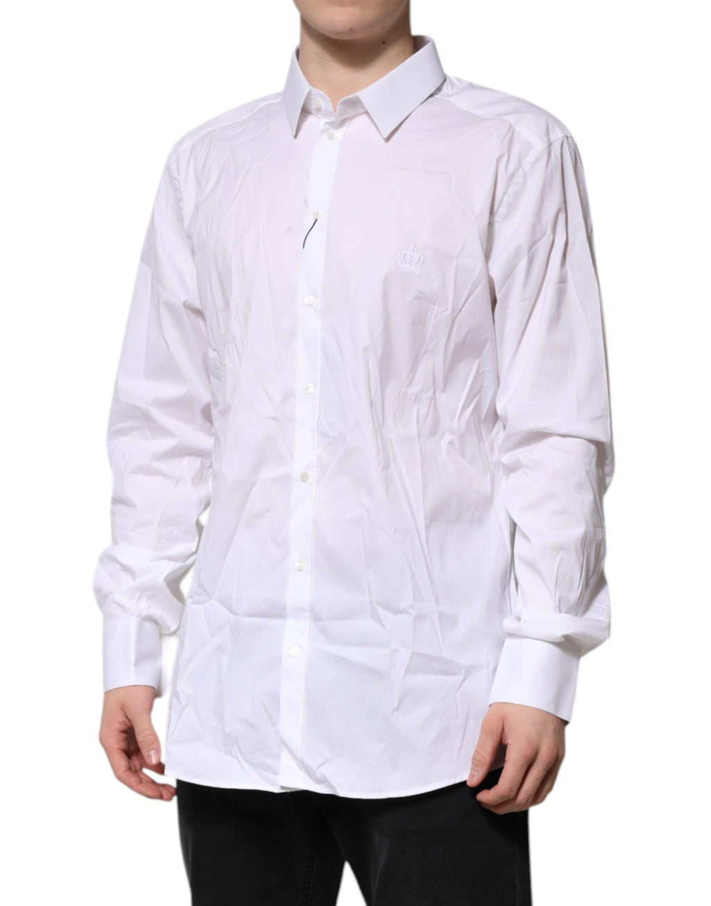 Chemise Habillée Manches Longues Dolce & Gabbana GOLD en Coton Blanc