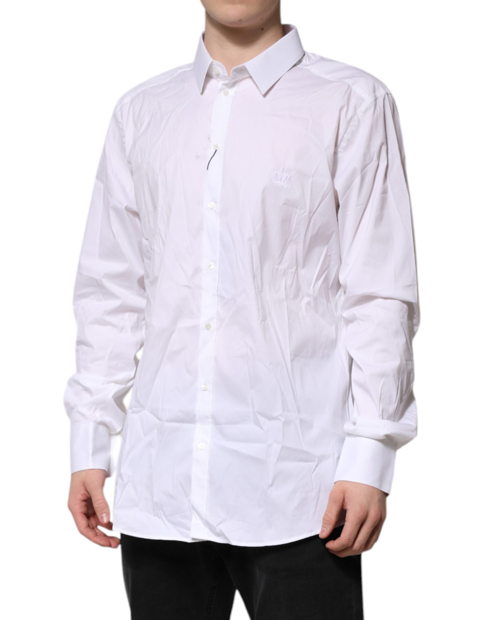 Chemise Habillée Manches Longues Dolce & Gabbana GOLD en Coton Blanc
