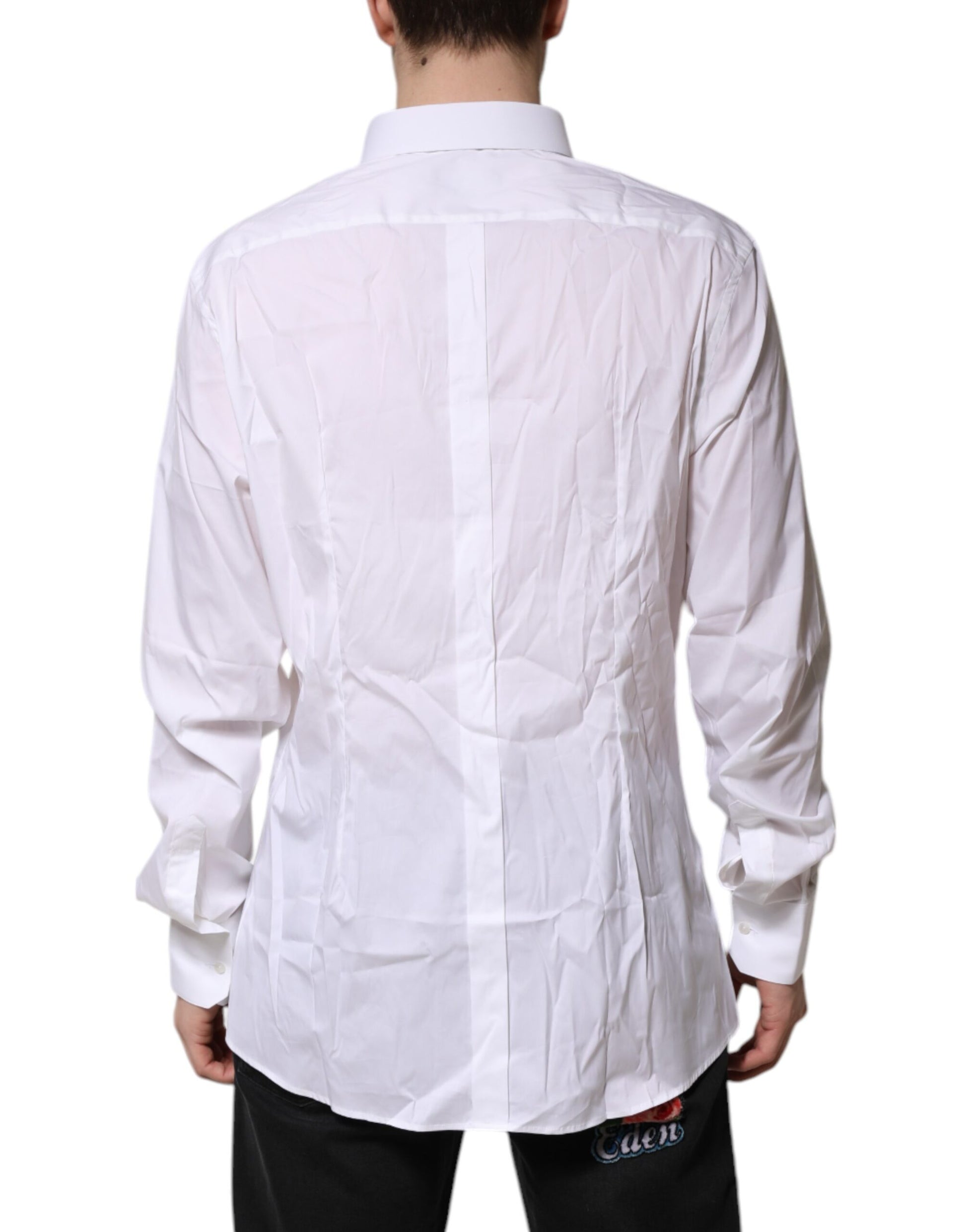 Chemise Habillée Manches Longues Dolce & Gabbana GOLD en Coton Blanc