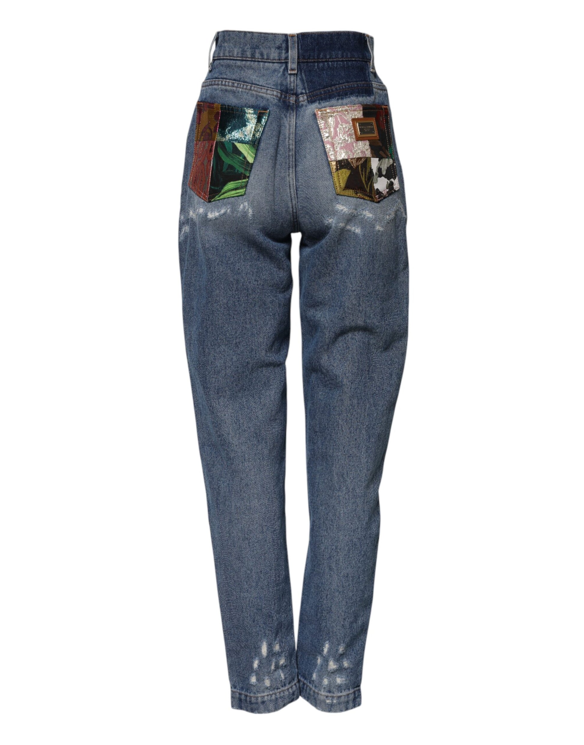 Jean en jean Dolce & Gabbana bleu en coton déchiré taille haute