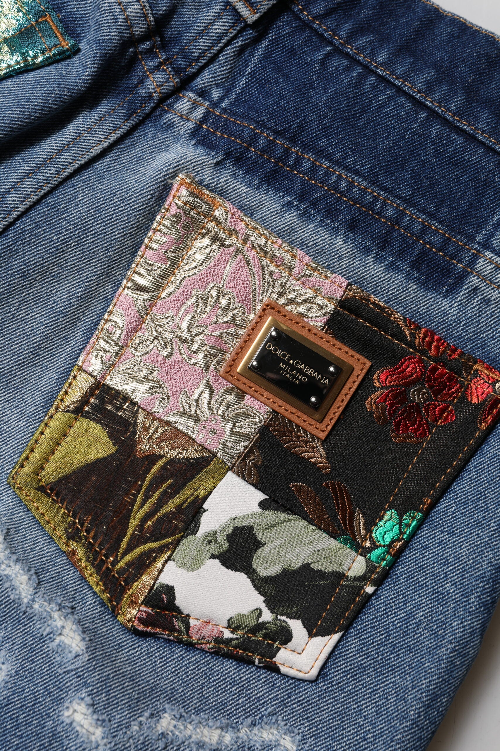 Jean en jean Dolce & Gabbana bleu en coton déchiré taille haute