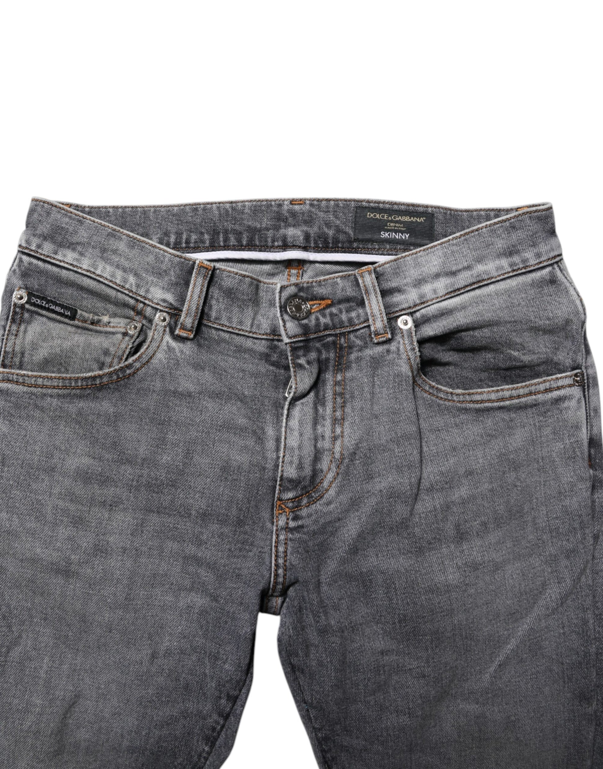 Dolce & Gabbana Gray Cotton Skinny Denim Trouser Jeans