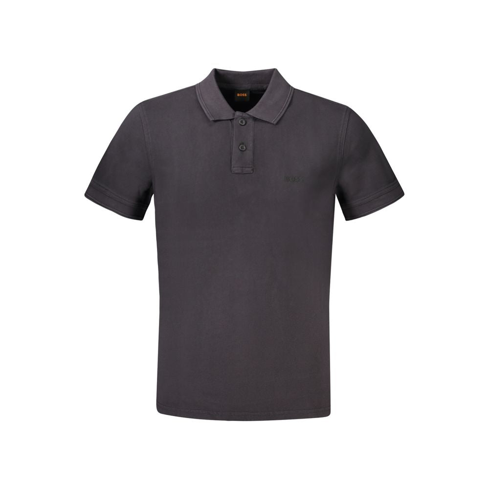 Polo Hugo Boss noir en coton pour homme