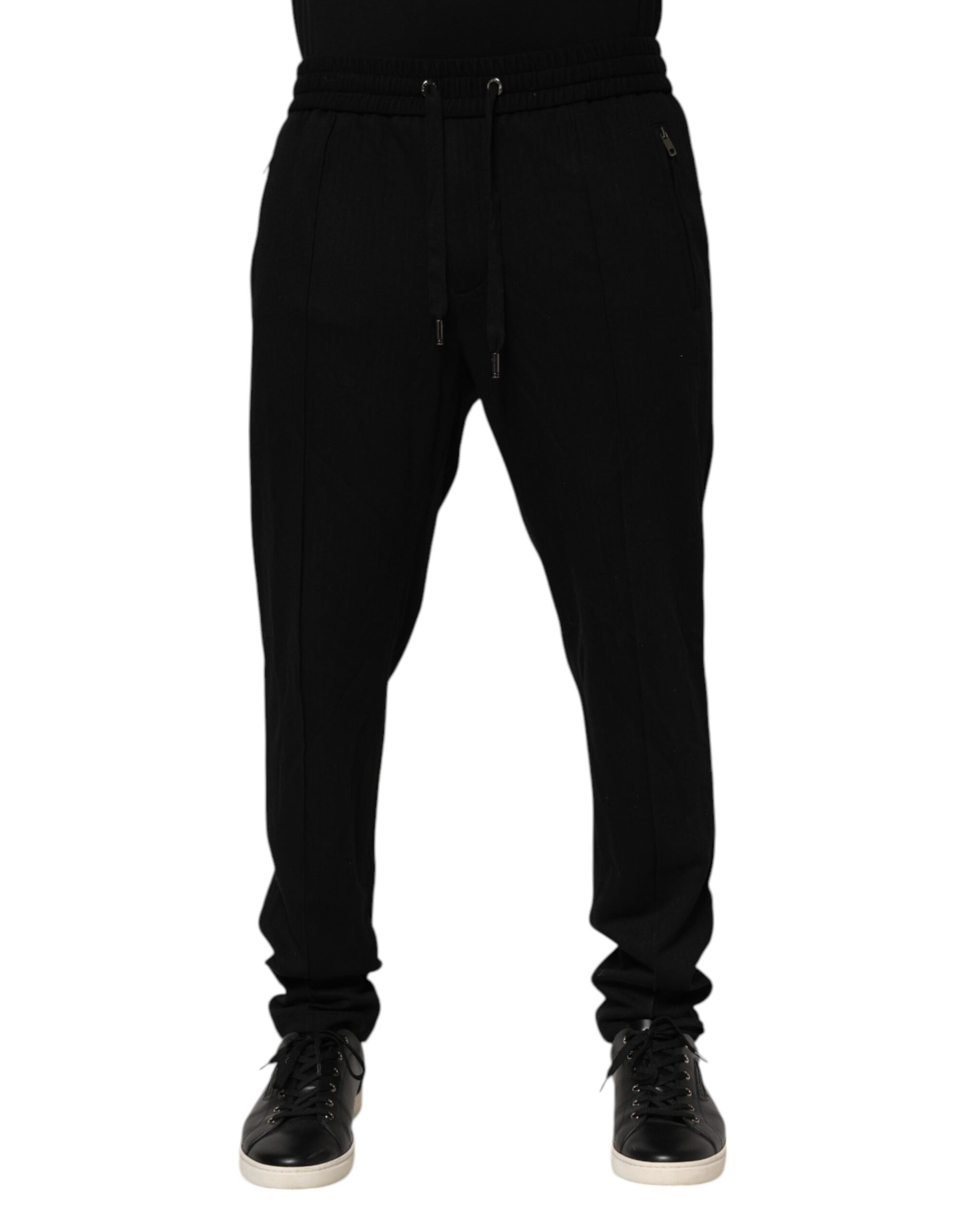 Pantalon de jogging skinny Dolce & Gabbana noir en viscose à logo pour homme
