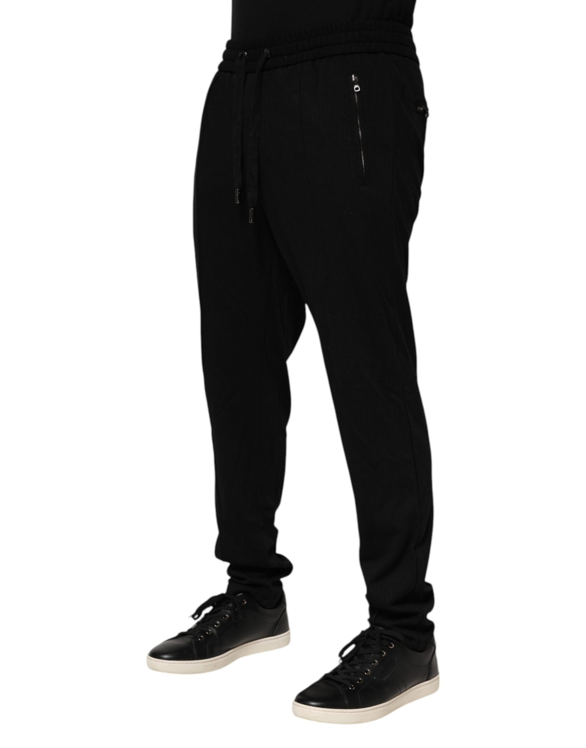 Pantalon de jogging skinny Dolce & Gabbana noir en viscose à logo pour homme