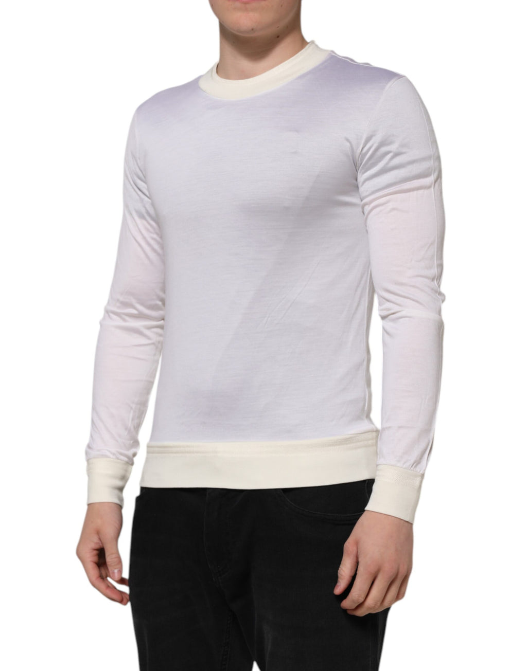 Dolce & Gabbana White Long Sleeve T-Shirt for Men detail view