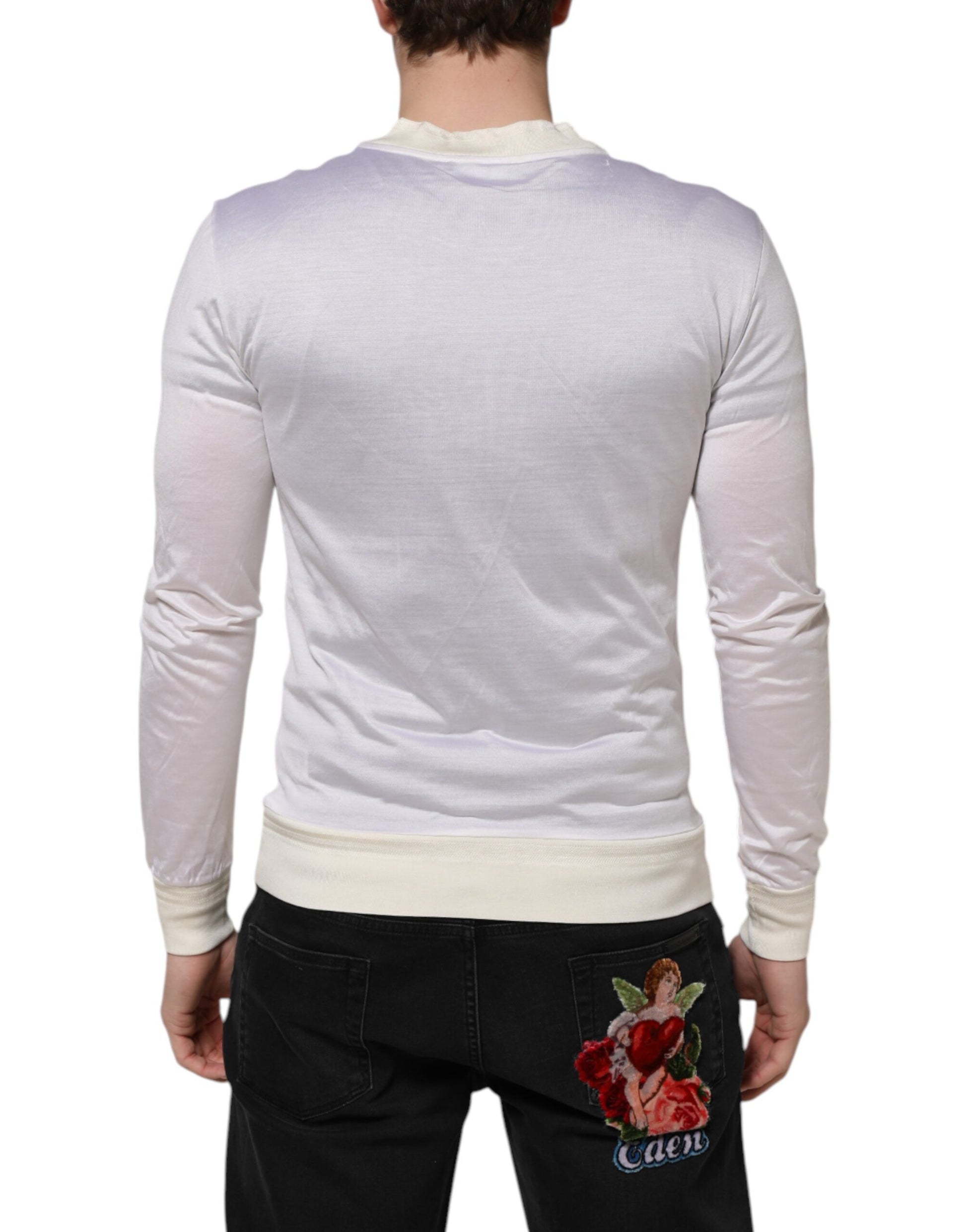 Dolce & Gabbana White Long Sleeve T-Shirt for Men side view