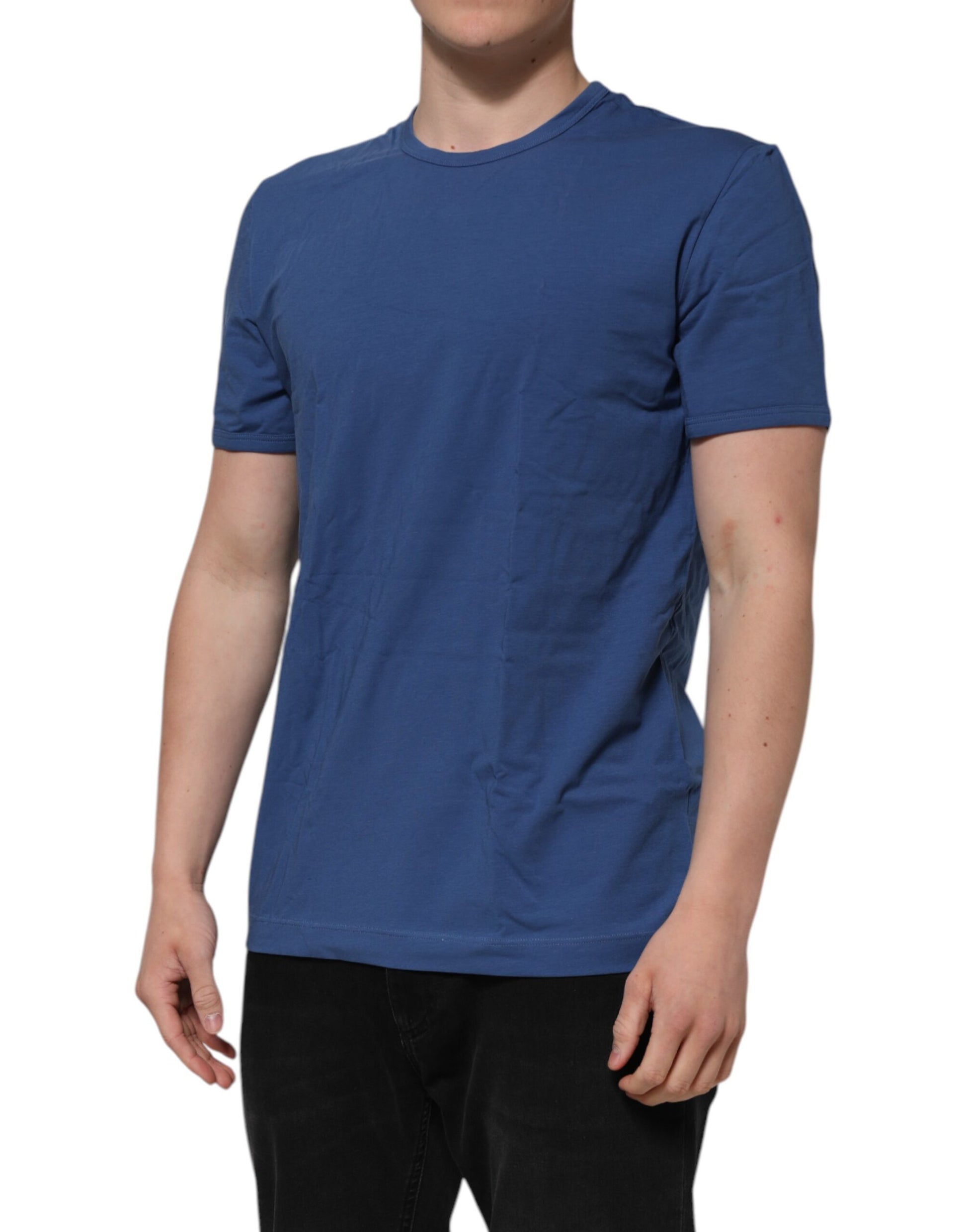 T-shirt Homme Dolce & Gabbana en Coton Bleu Col Rond
