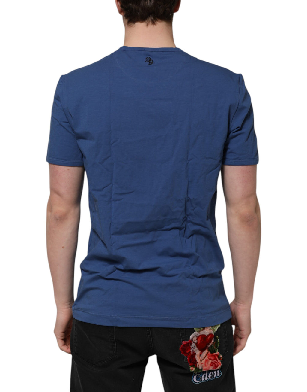 T-shirt Homme Dolce & Gabbana en Coton Bleu Col Rond