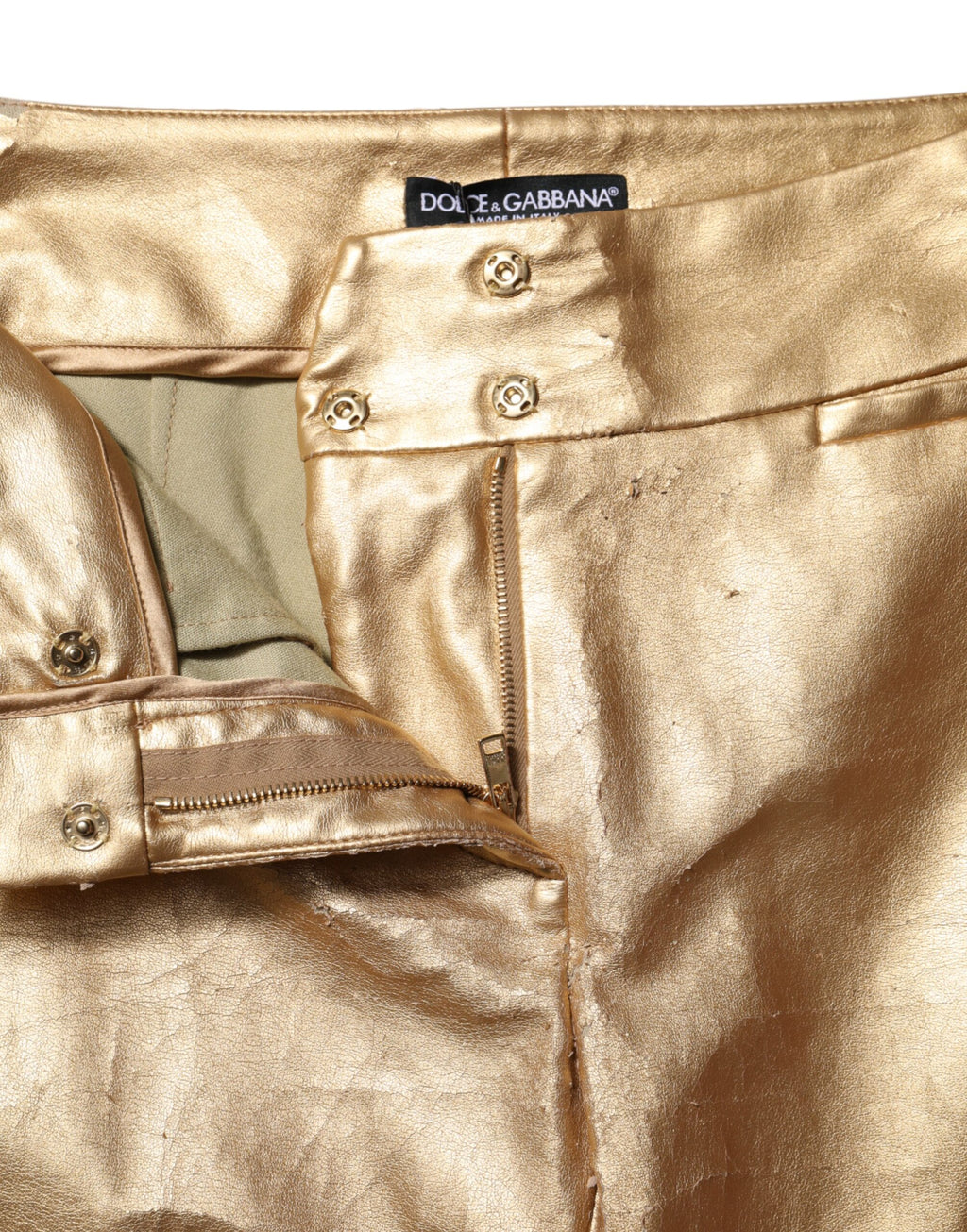 Dolce & Gabbana Gold Dress Pants for Women side view