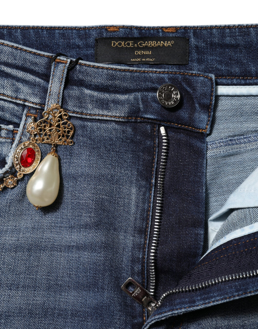 Dolce & Gabbana Blue Skinny Jeans for Women side view