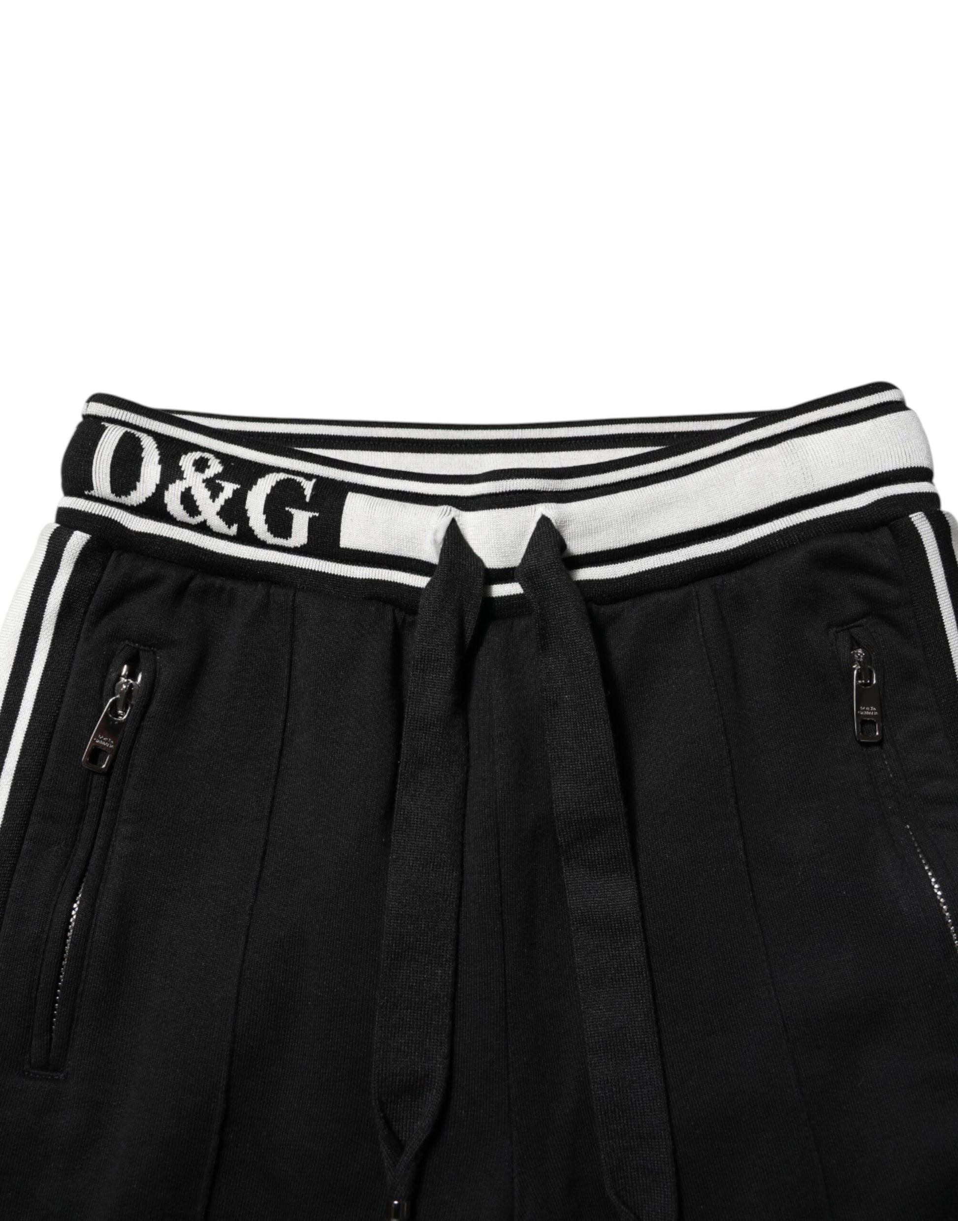 Pantalon de jogging Dolce & Gabbana en coton noir avec logo à la taille