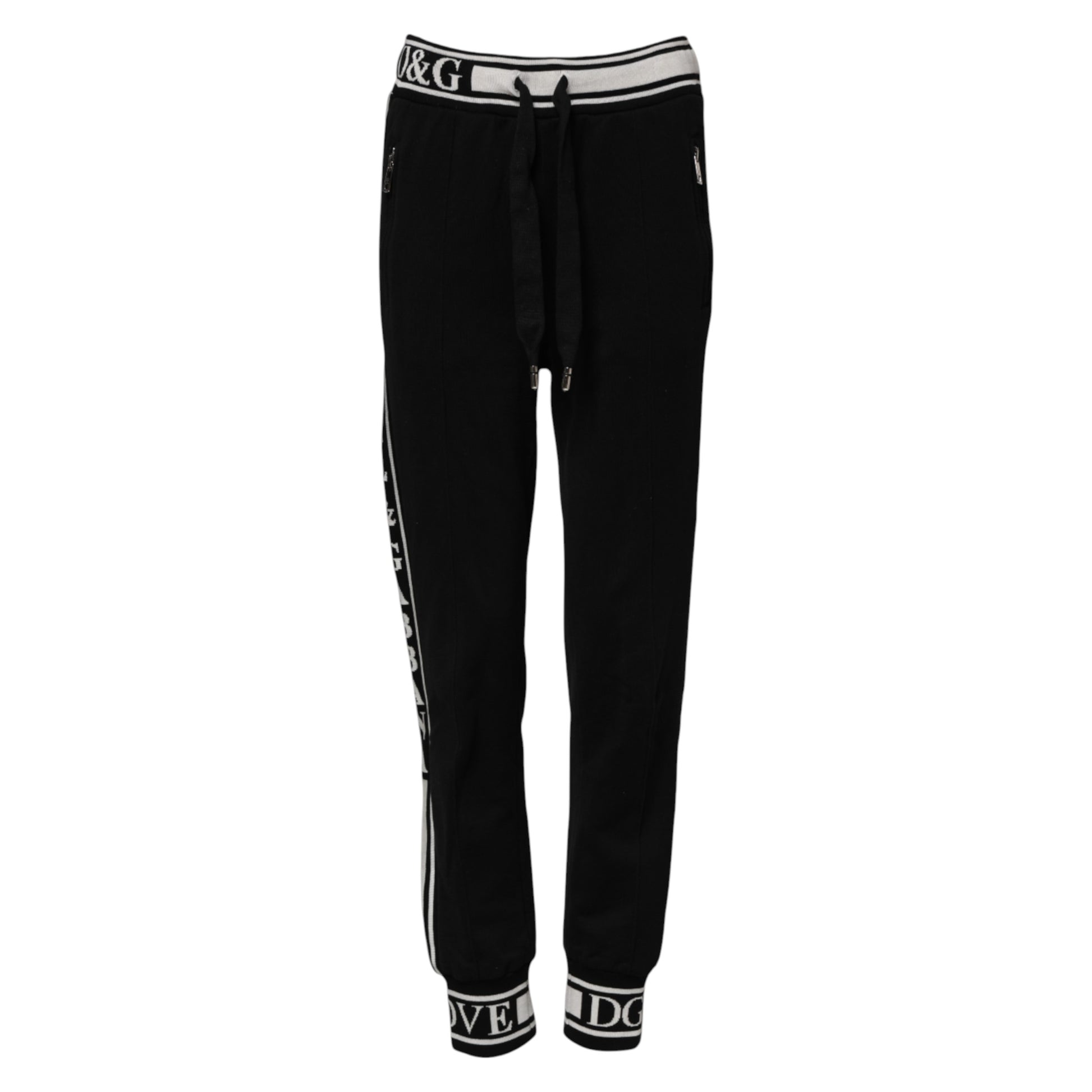 Pantalon de jogging Dolce & Gabbana en coton noir avec logo à la taille