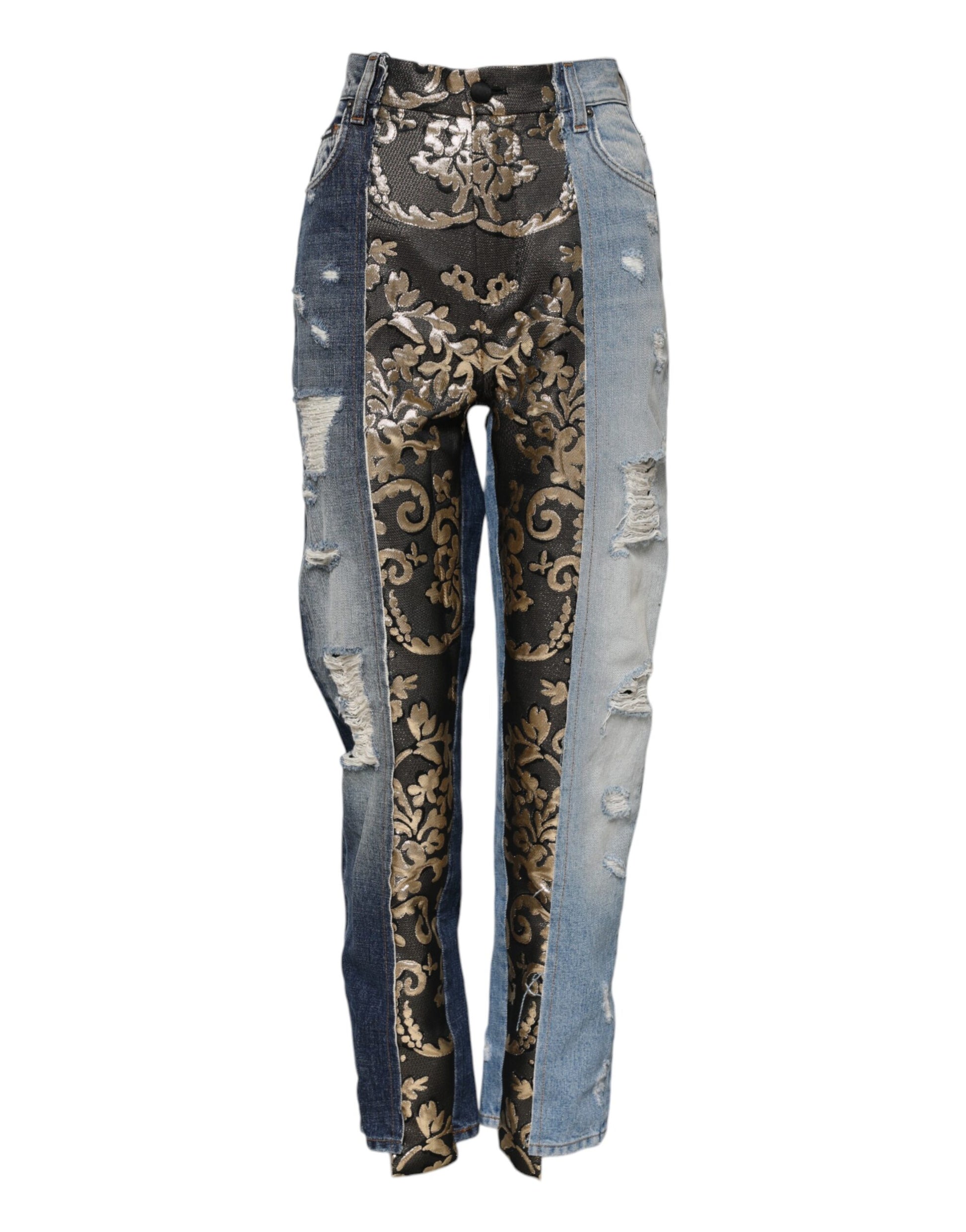 Jeans fuselés en denim patchwork multicolore Dolce & Gabbana
