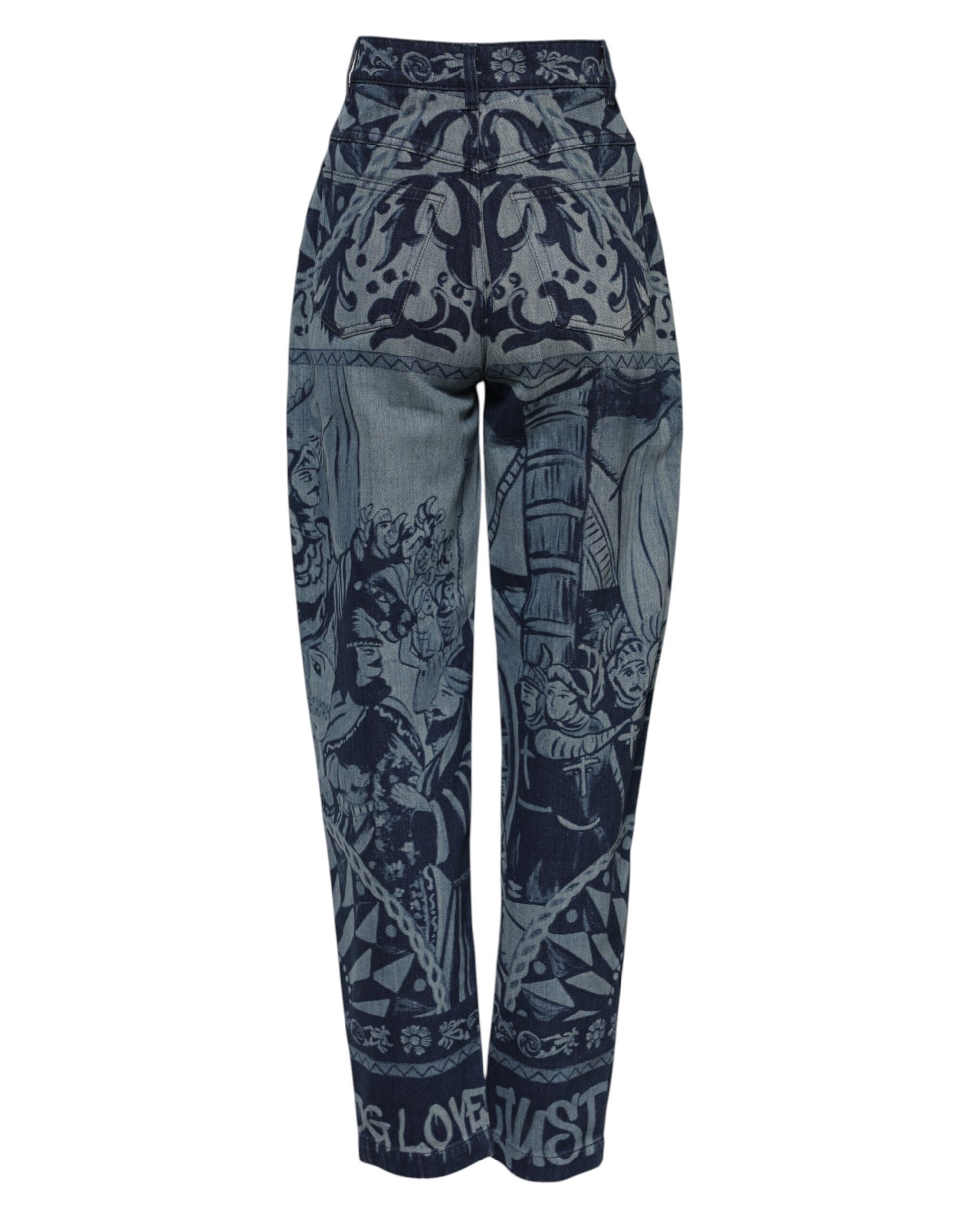 Jean en denim fuselé Dolce & Gabbana à imprimé graphique bleu