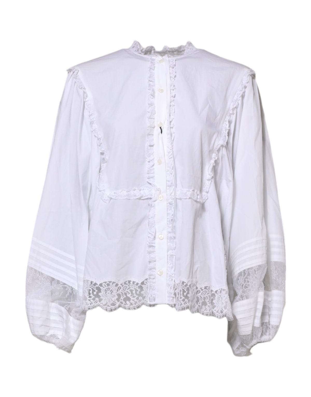 Haut de chemisier Dolce & Gabbana blanc orné de dentelle à volants