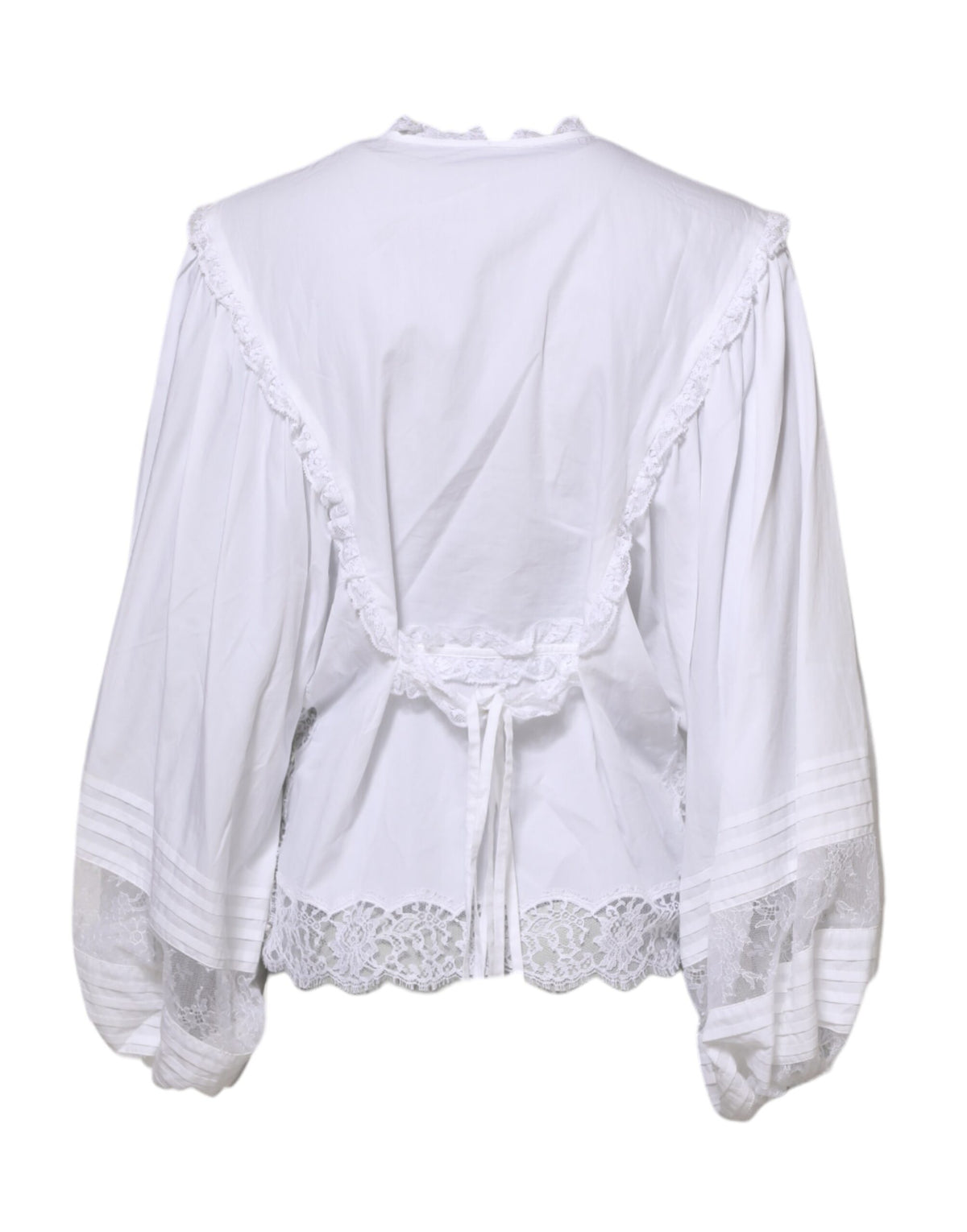 Haut de chemisier Dolce & Gabbana blanc orné de dentelle à volants