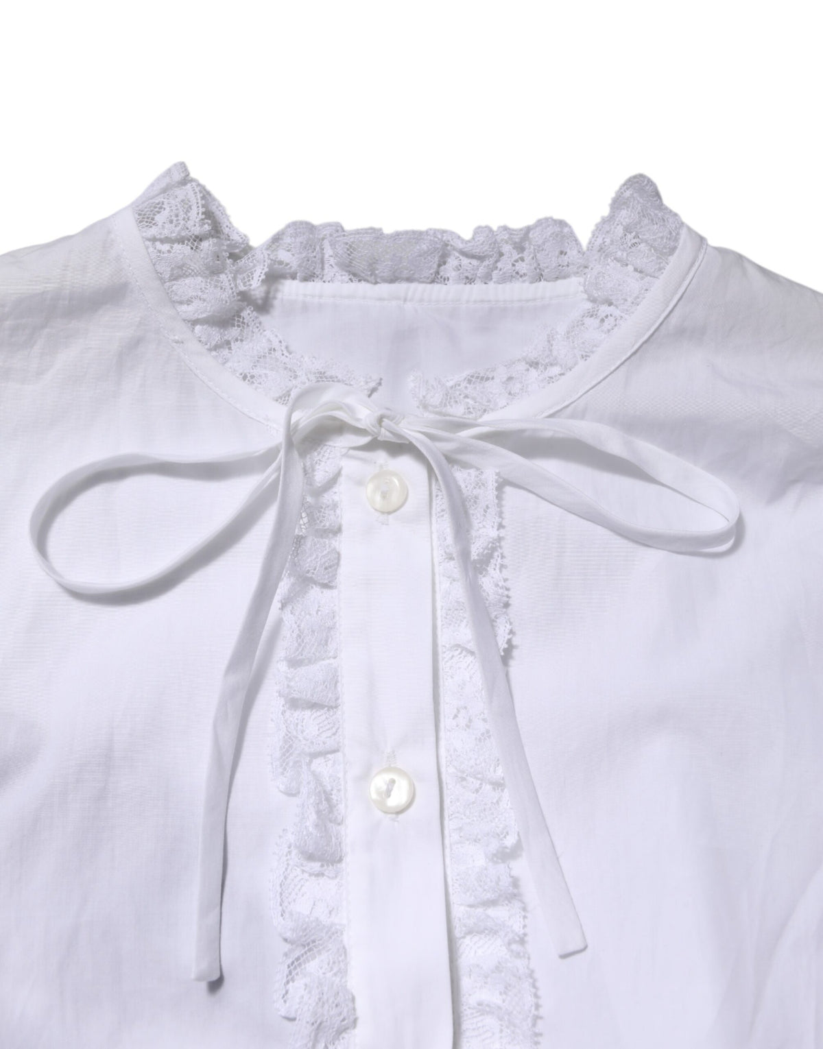 Haut de chemisier Dolce & Gabbana blanc orné de dentelle à volants
