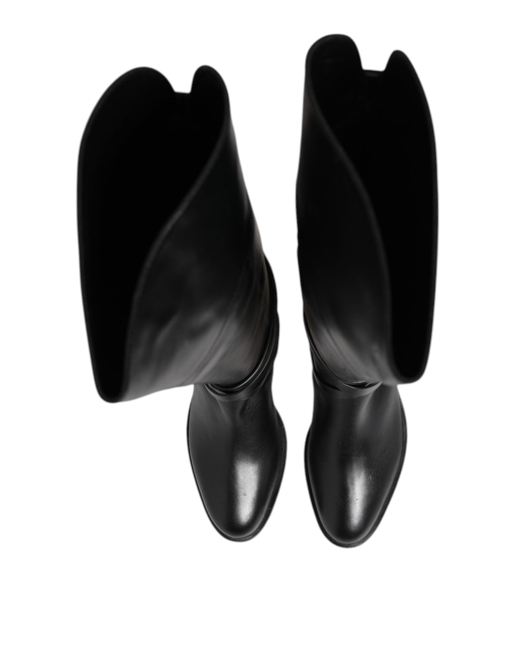 Bottes hautes à boucles en cuir noir Elisabetta Franchi