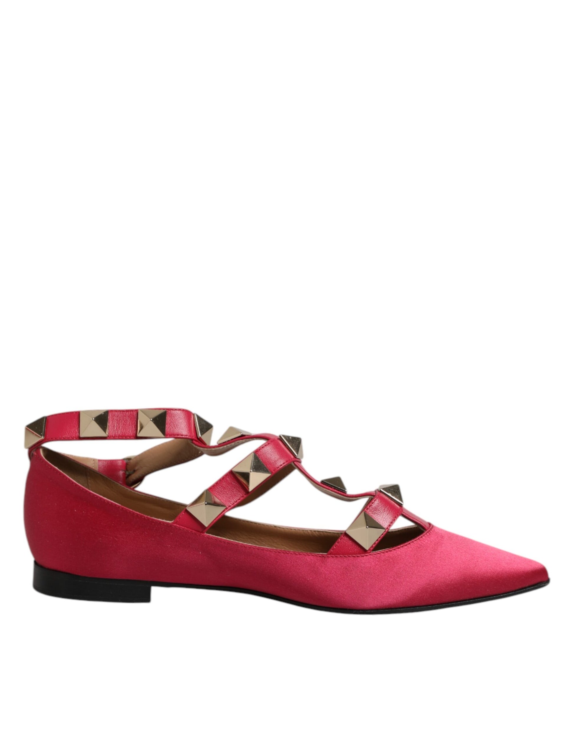 Chaussures Ballerines Prosperine à Bout Pointu Clouté Or Rouge