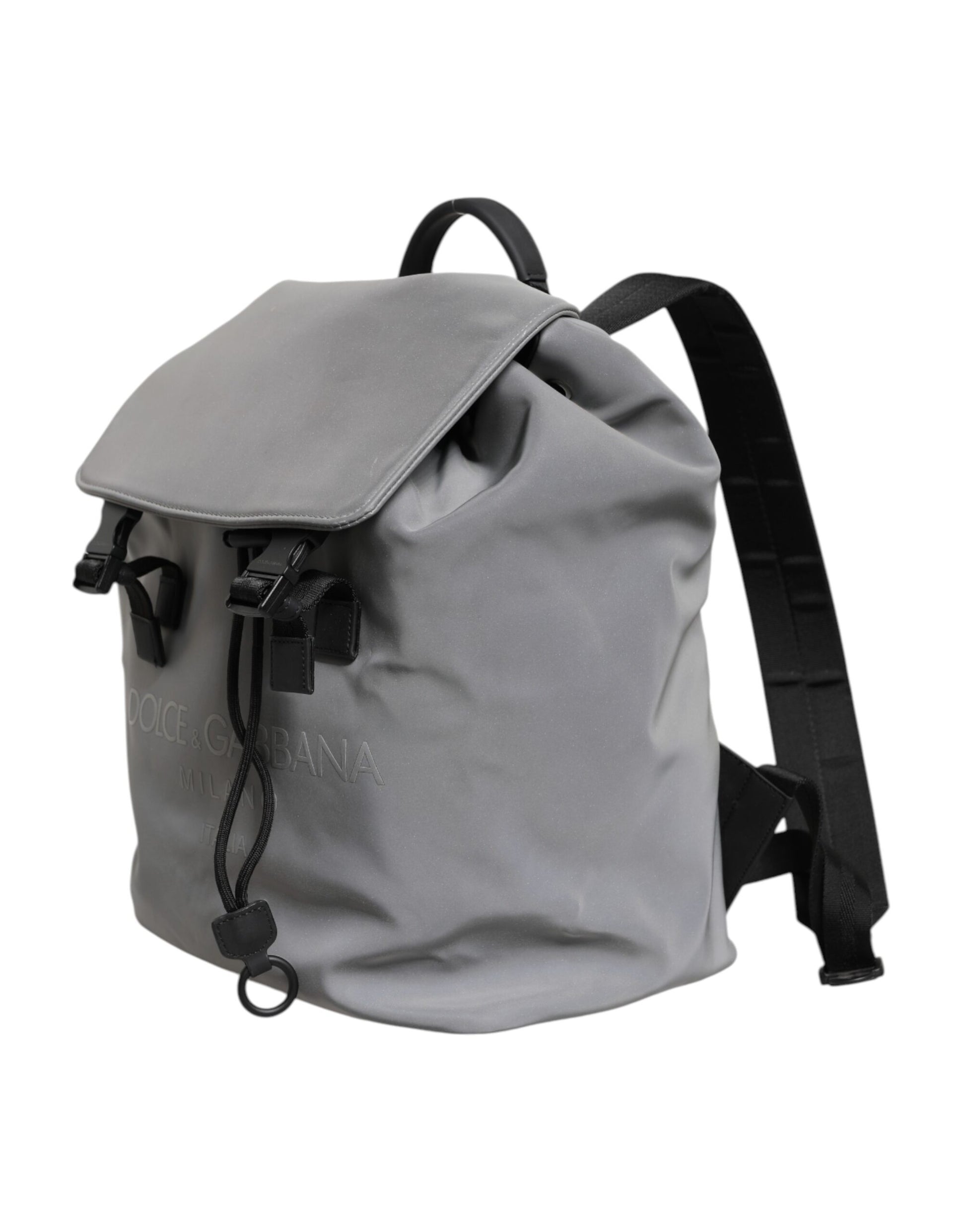 Dolce &amp; Gabbana – Rucksack mit Kordelzug und Reflektorschnallen in Grau von Palermo
