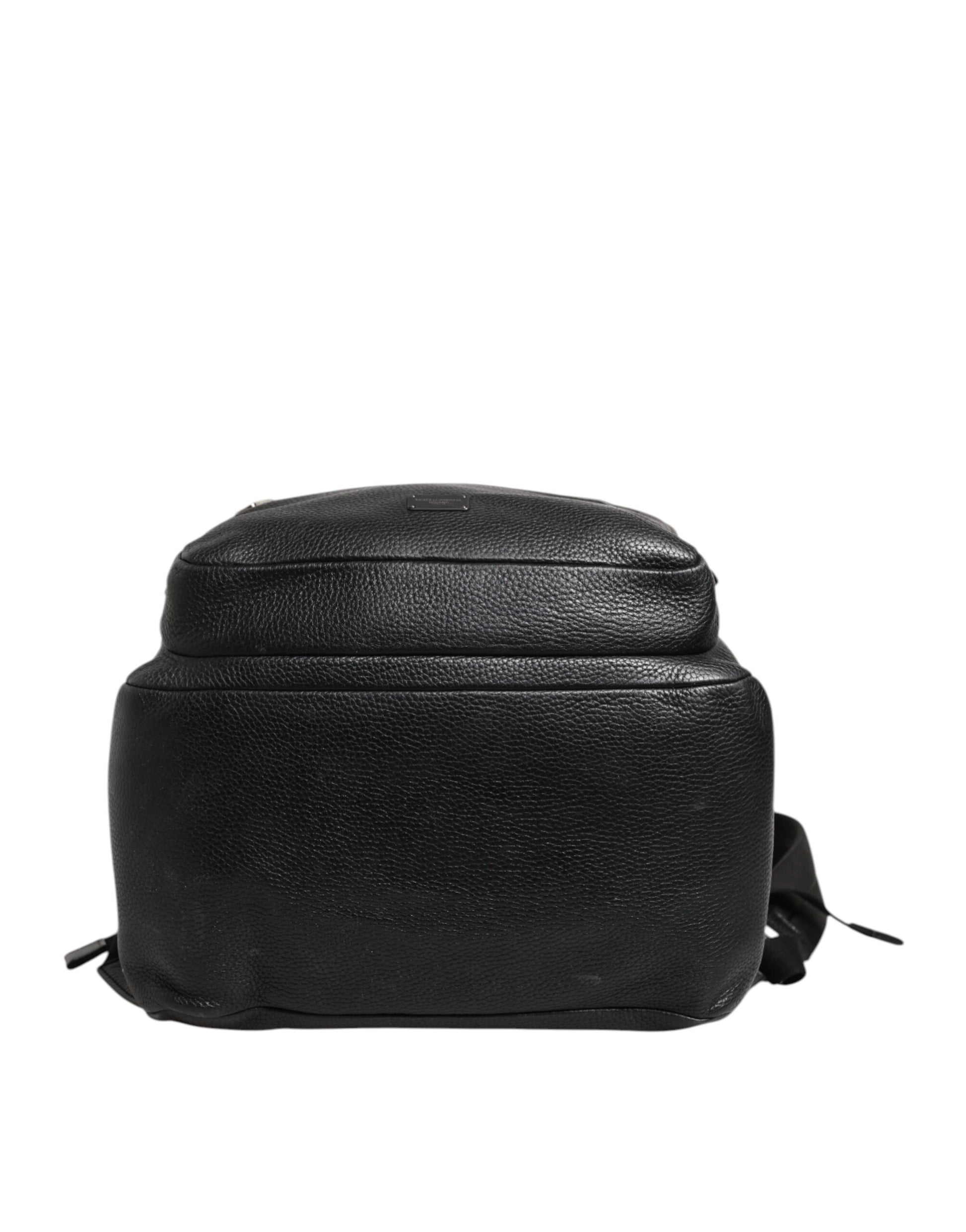 Dolce &amp; Gabbana Schwarzer Palermo Rucksack Tasche aus gehämmertem Kalbsleder
