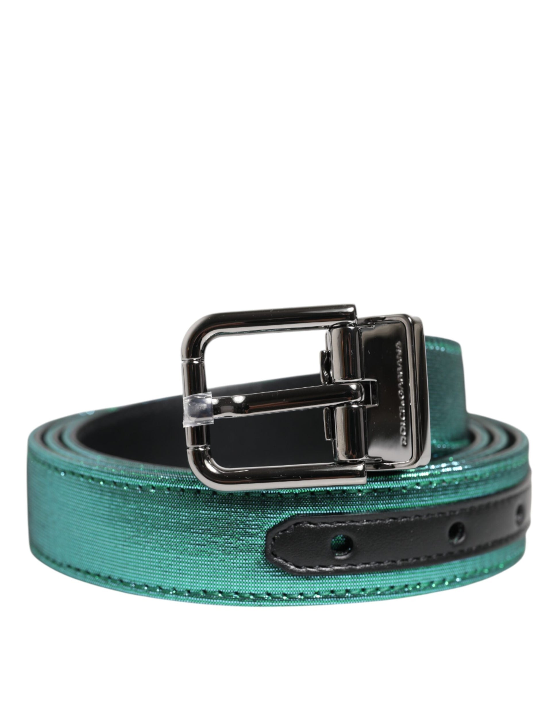 Ceinture Dolce & Gabbana verte et noire en polyester avec boucle en métal