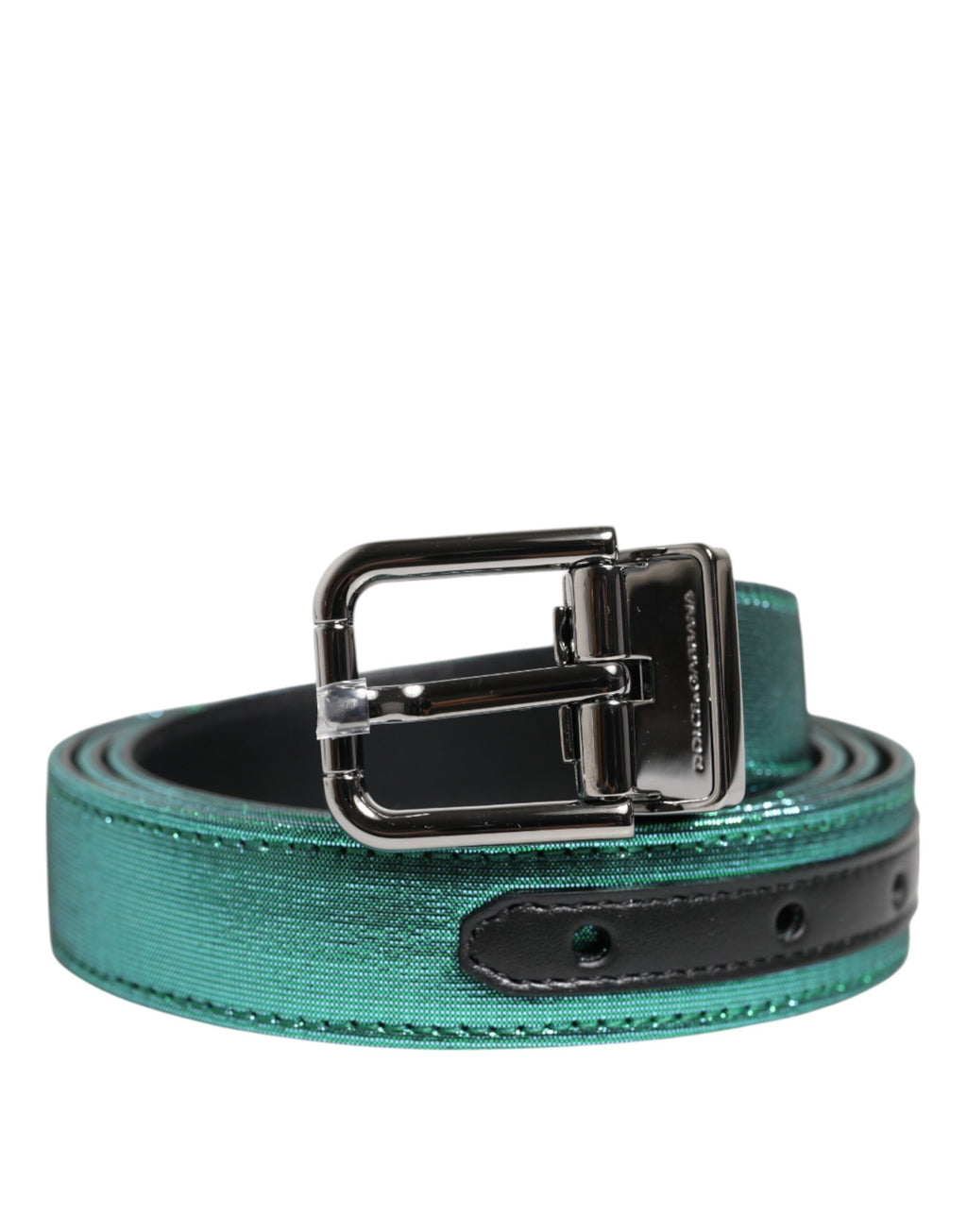 Ceinture Dolce & Gabbana verte et noire en polyester avec boucle en métal