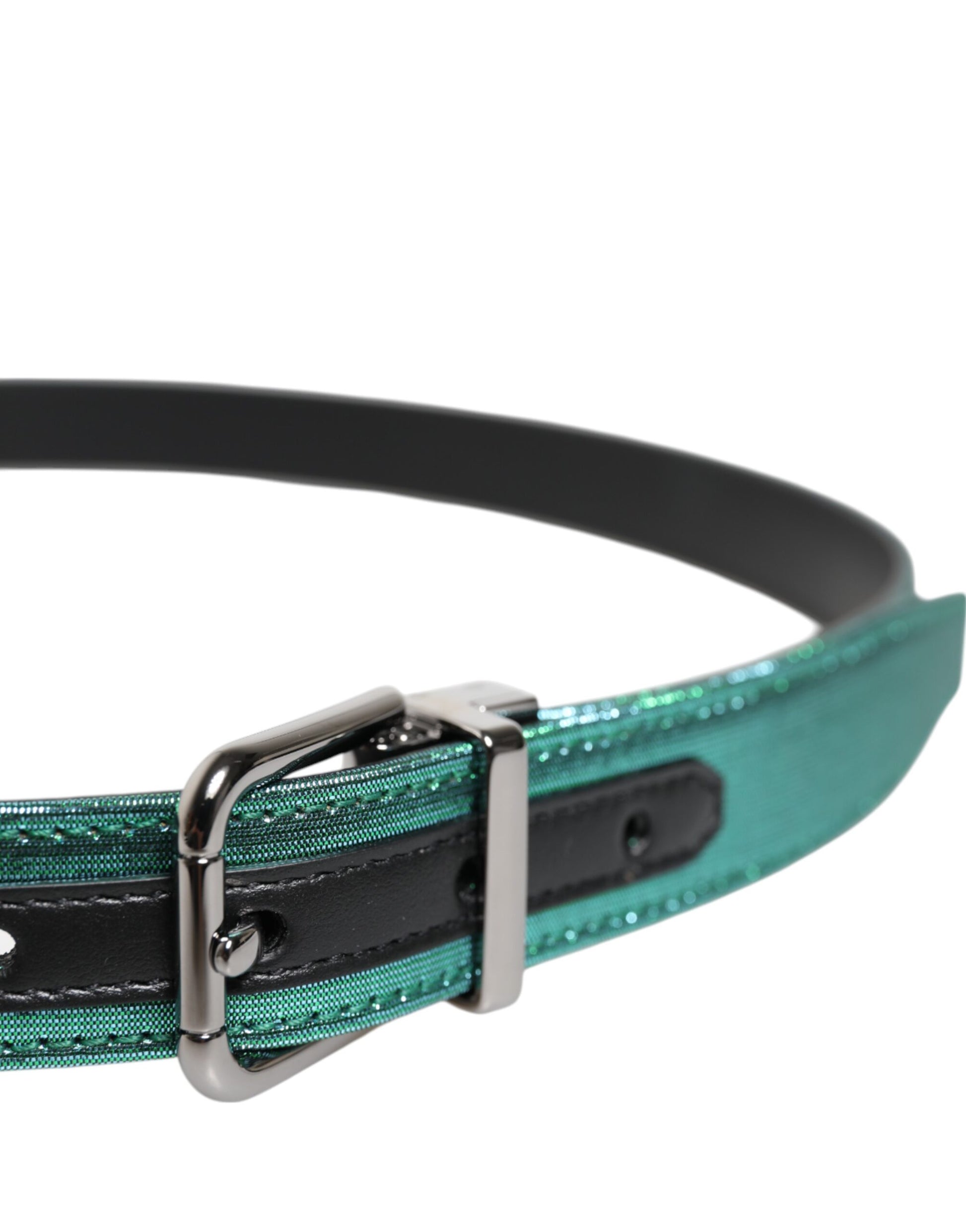 Ceinture Dolce & Gabbana verte et noire en polyester avec boucle en métal