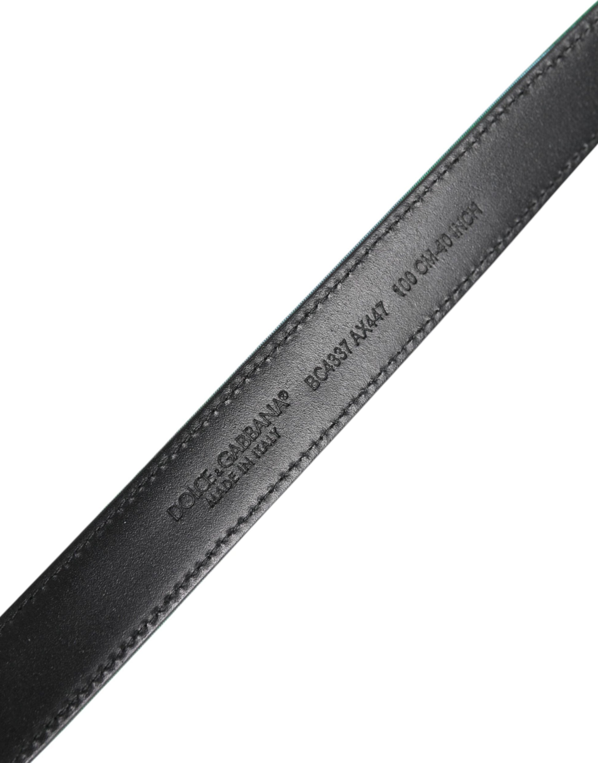Ceinture Dolce & Gabbana verte et noire en polyester avec boucle en métal
