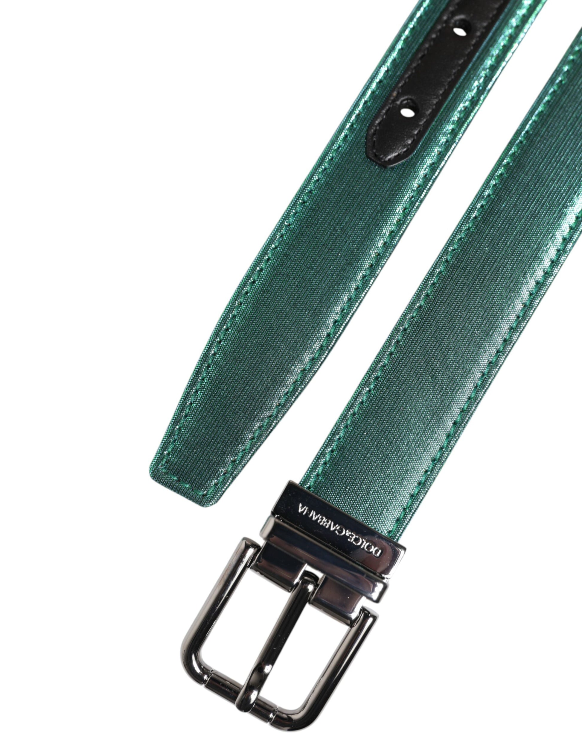 Ceinture Dolce & Gabbana verte et noire en polyester avec boucle en métal