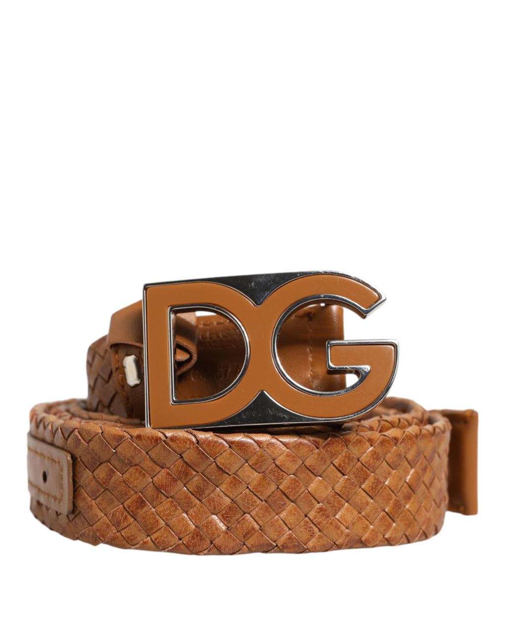 Ceinture tressée en métal marron avec boucle logo DG Dolce & Gabbana