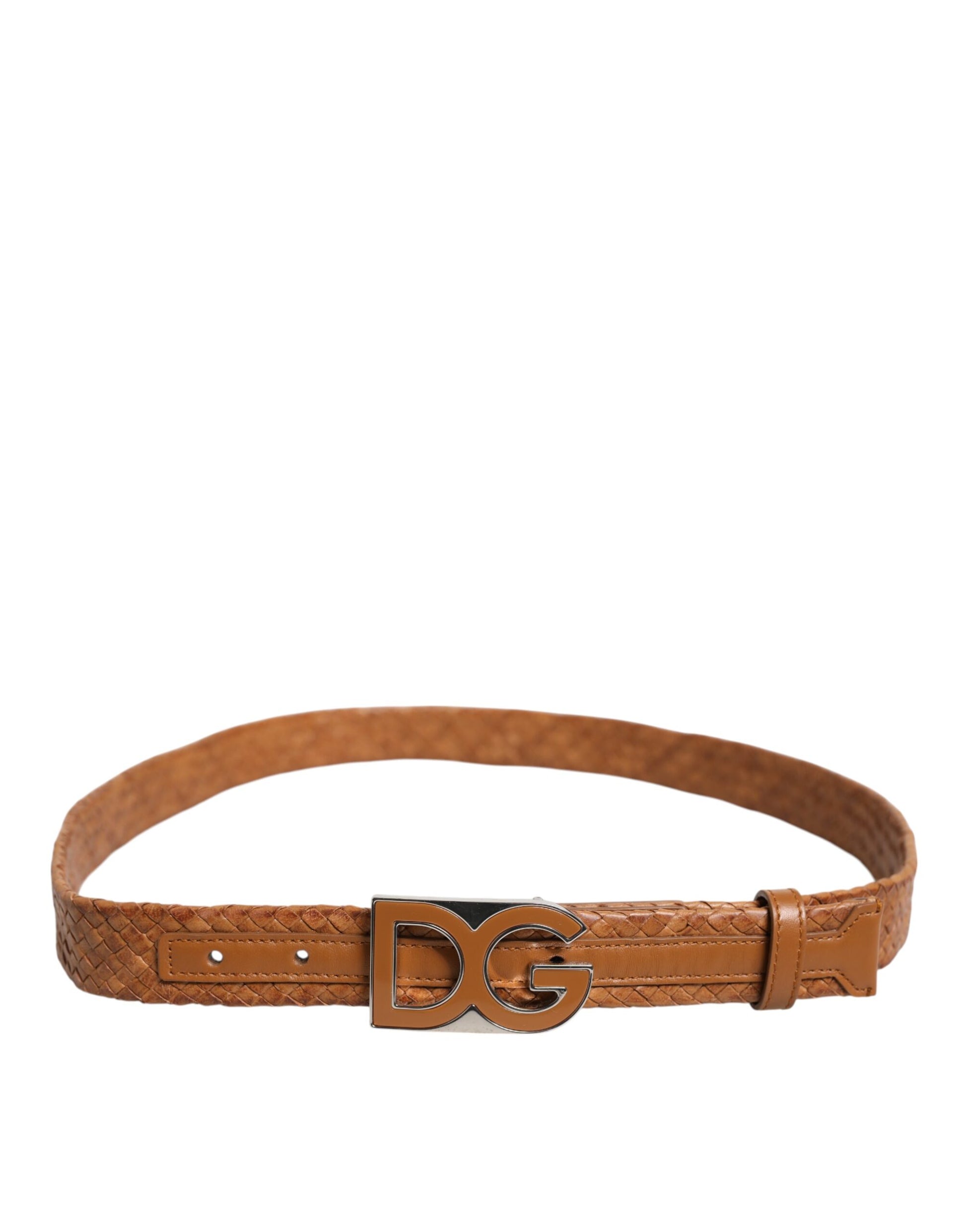 Ceinture tressée en métal marron avec boucle logo DG Dolce & Gabbana